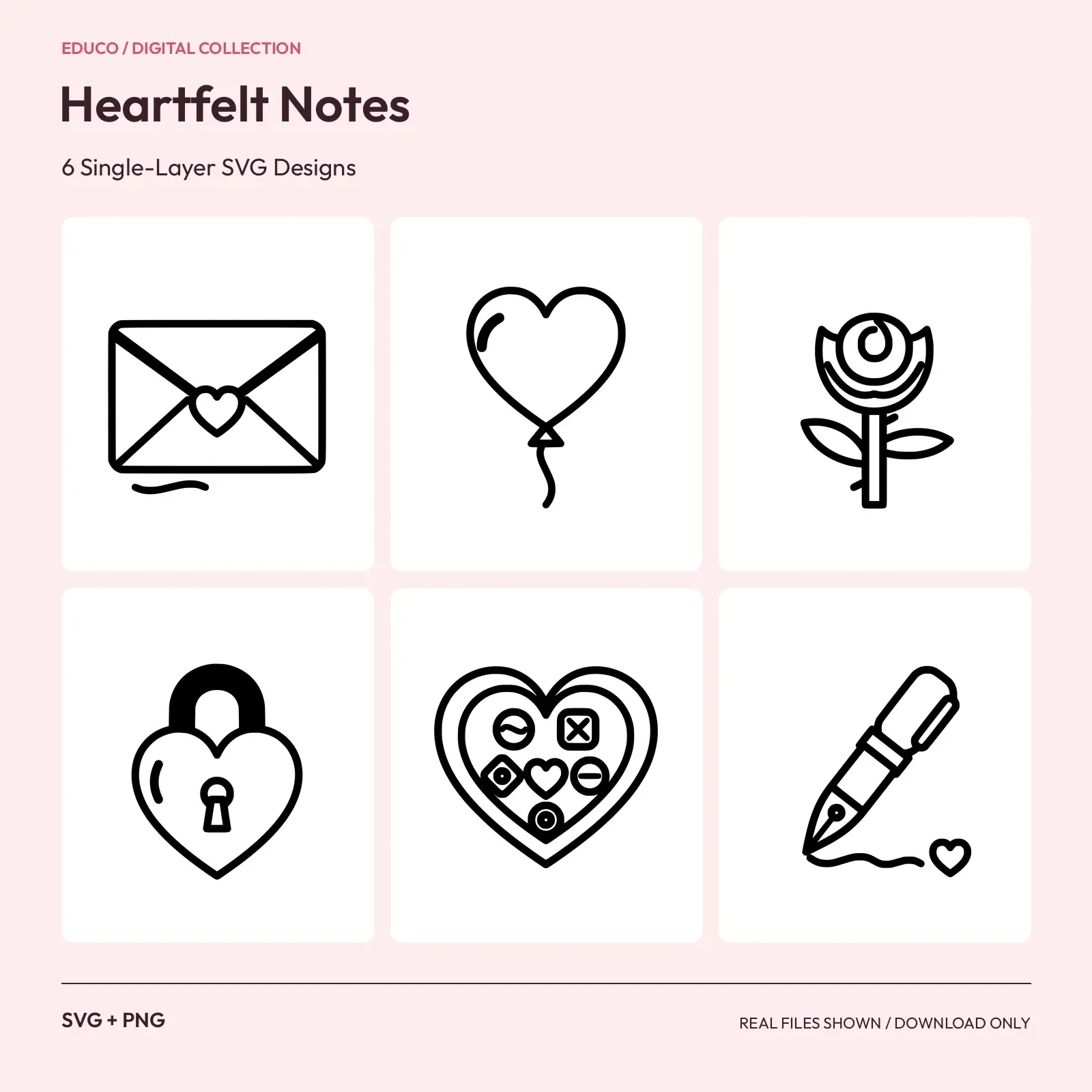 Heartfelt Notes - 6 Single-Layer SVG Designs preview