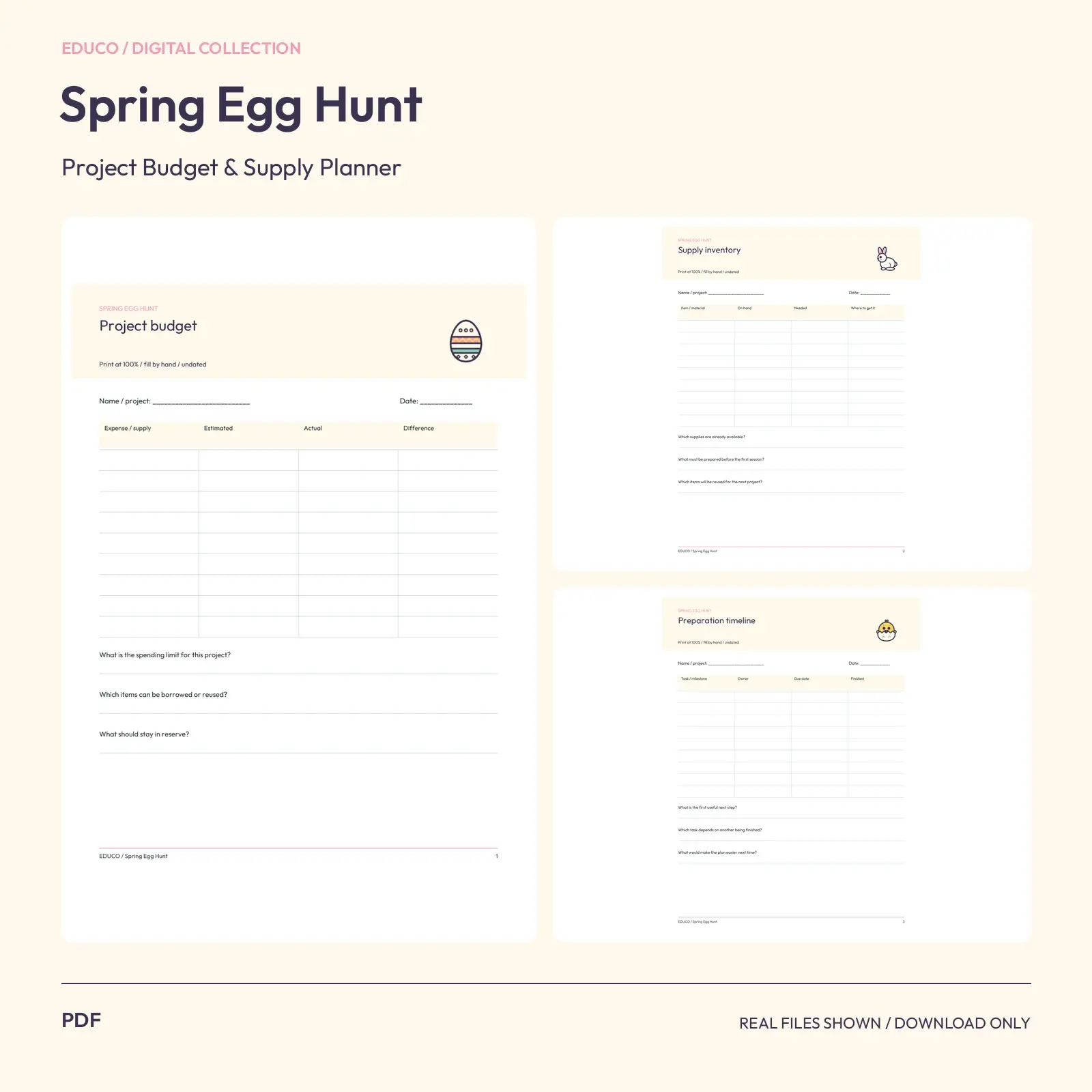 Spring Egg Hunt - Project Budget and Supply Planner preview
