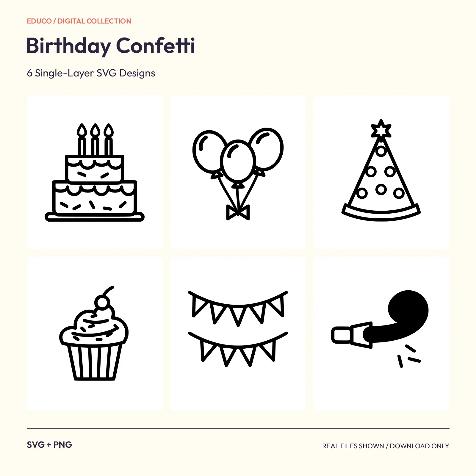 Birthday Confetti - 6 Single-Layer SVG Designs preview