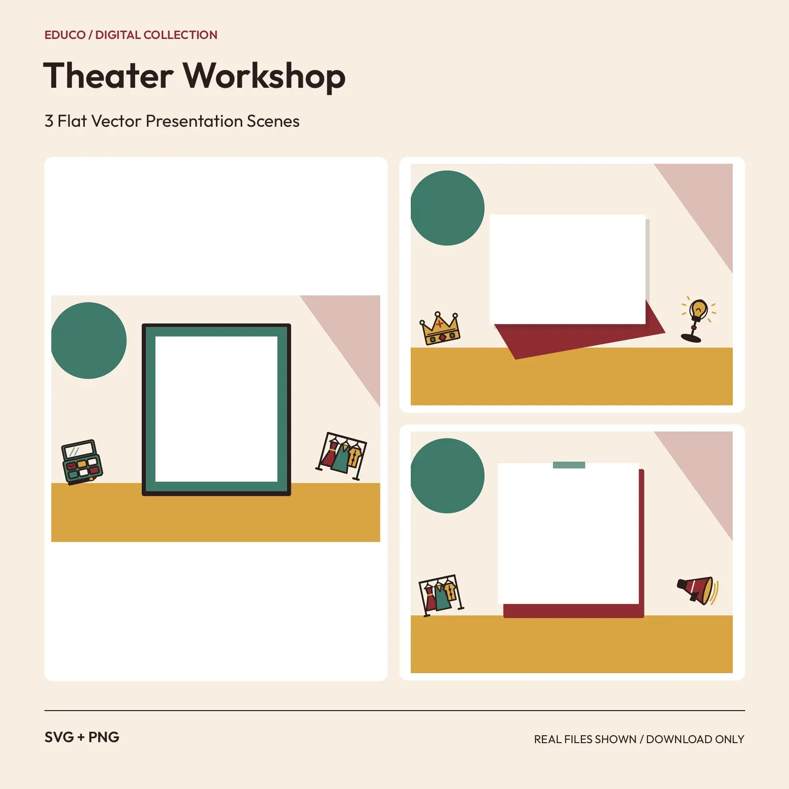 Theater Workshop - 3 Flat Vector Presentation Scenes preview