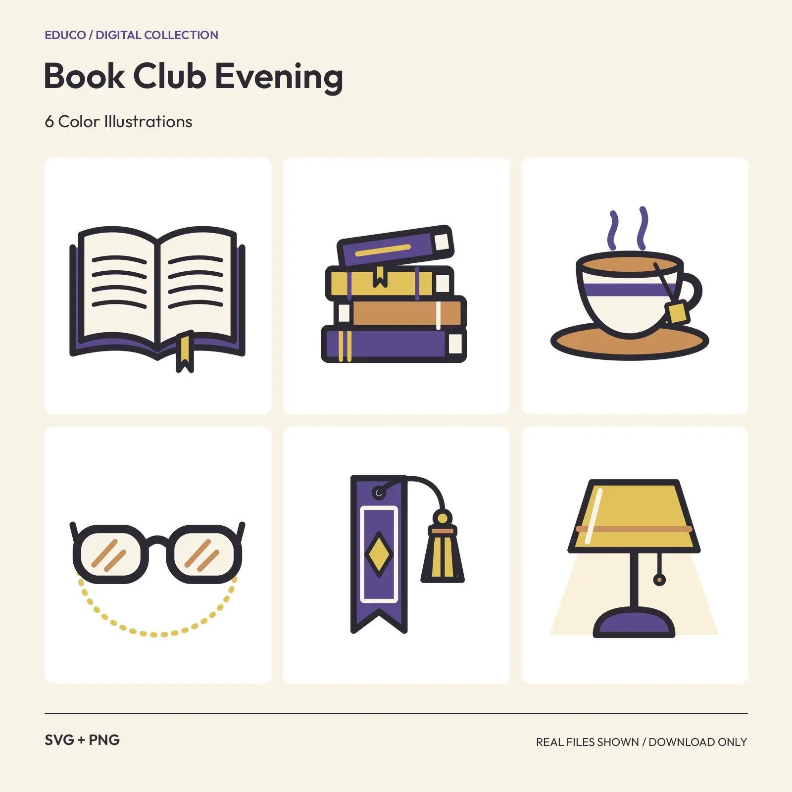 Book Club Evening - 6 Color Illustrations preview