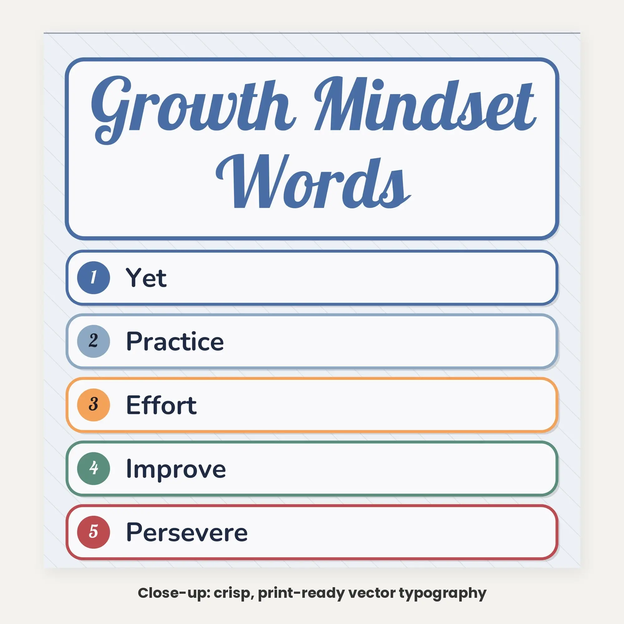 Growth Mindset Poster: Growth Mindset Words - Cool Slate Printable Wall Art, 4 Sizes, preview 3 of 3