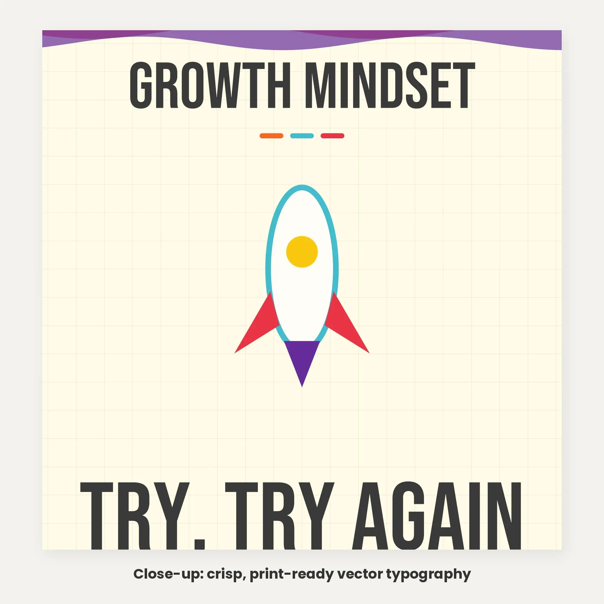 Growth Mindset Poster: Try, Try Again - Wavy Sunny Yellow Classroom Poster, preview 3 of 3