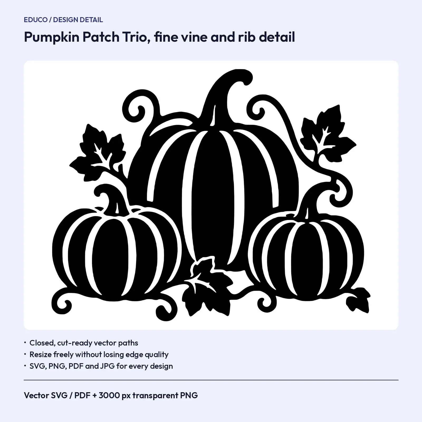 Jack-o-Lantern & Pumpkin Patch Silhouette SVG Bundle – 12 Halloween Cut Files, preview 3 of 3
