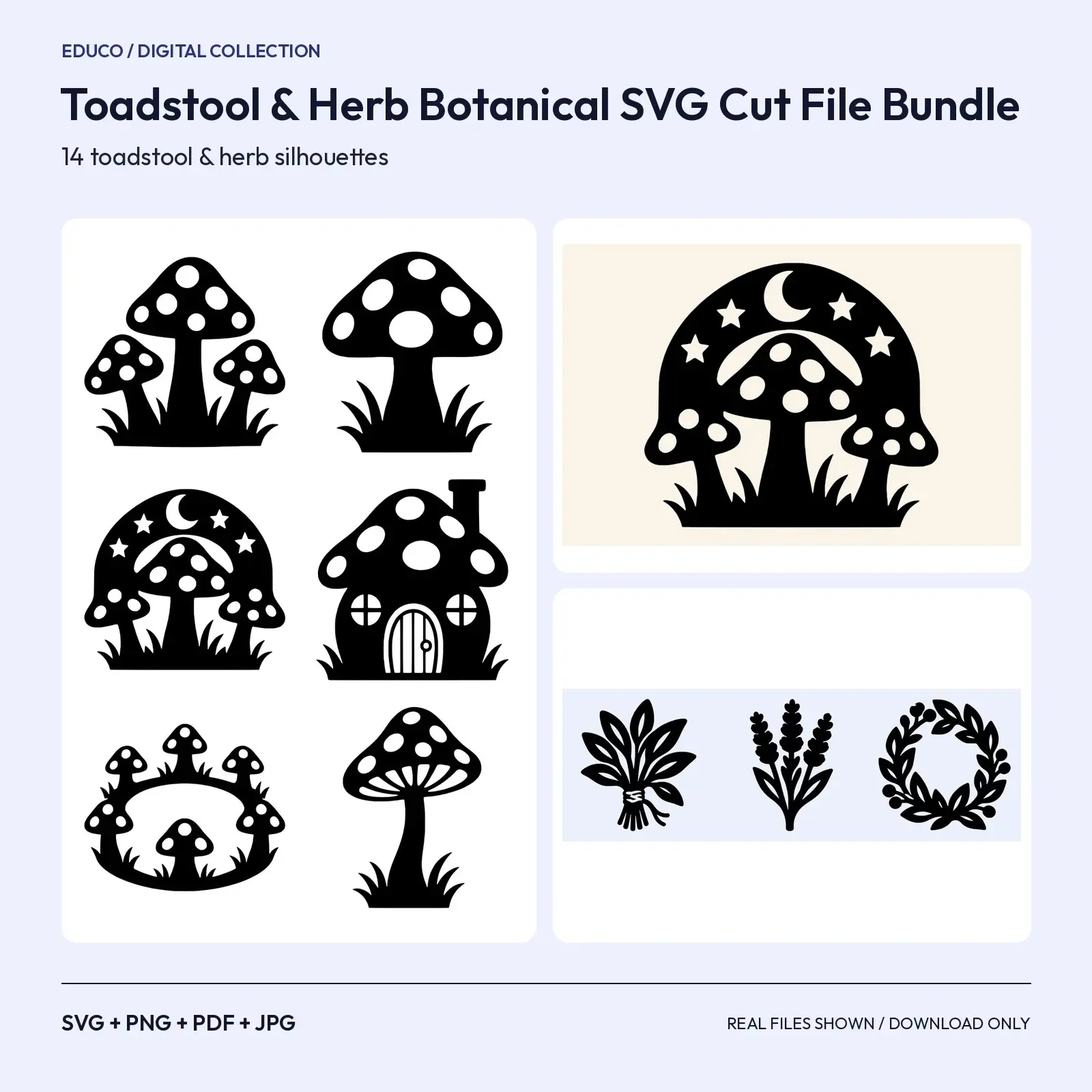 Toadstool & Herb Botanical SVG Cut File Bundle – 14 Witchy Designs preview
