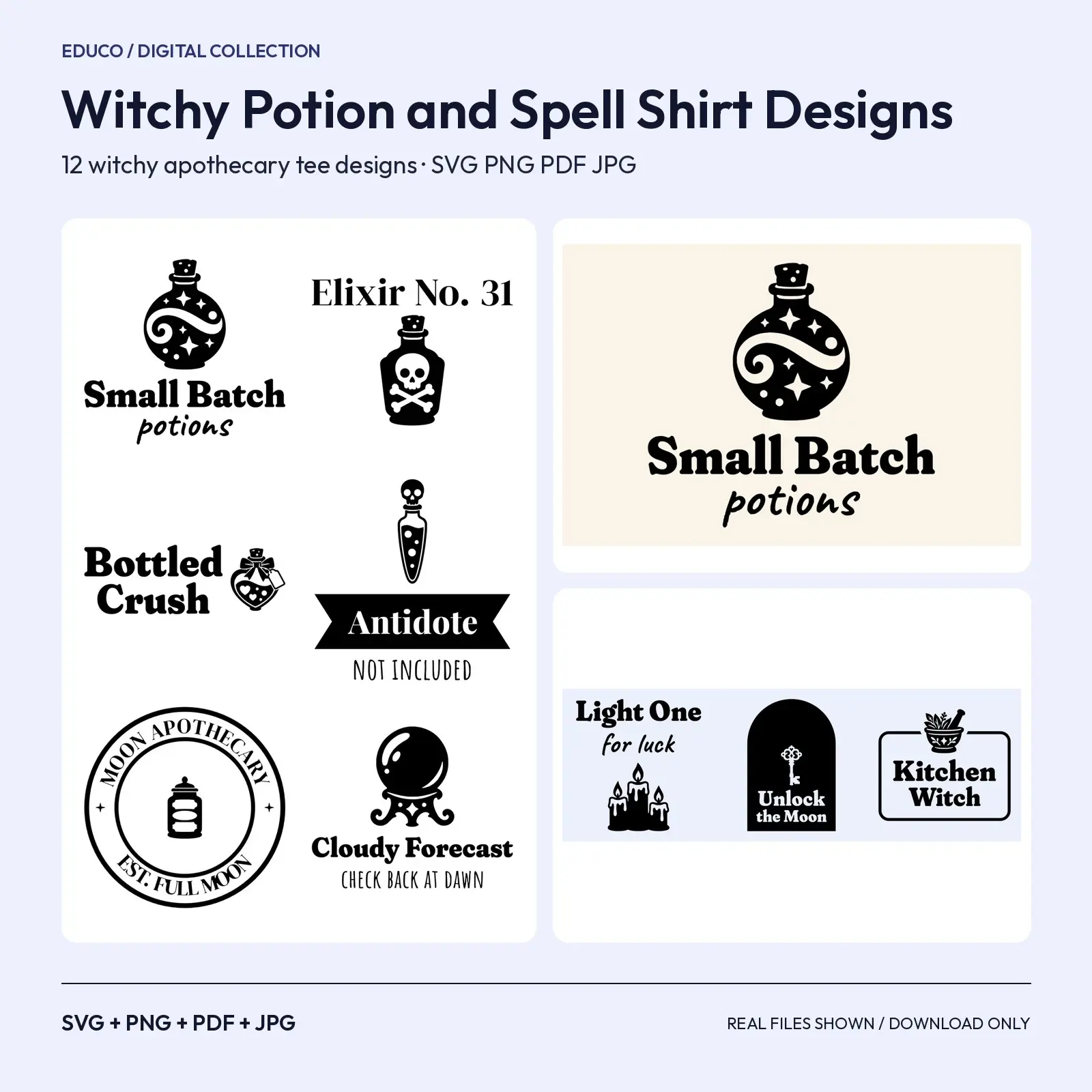 Witchy Potion and Spell Shirt Designs – 12 Apothecary Tee SVG Cut Files preview