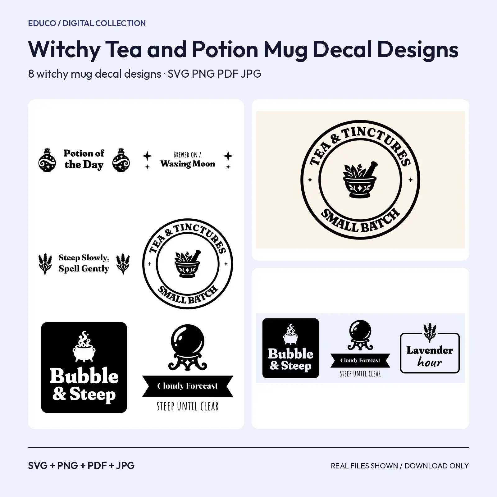 Witchy Tea and Potion Mug Decal Designs – 8 Apothecary SVG Cut Files for Mugs preview