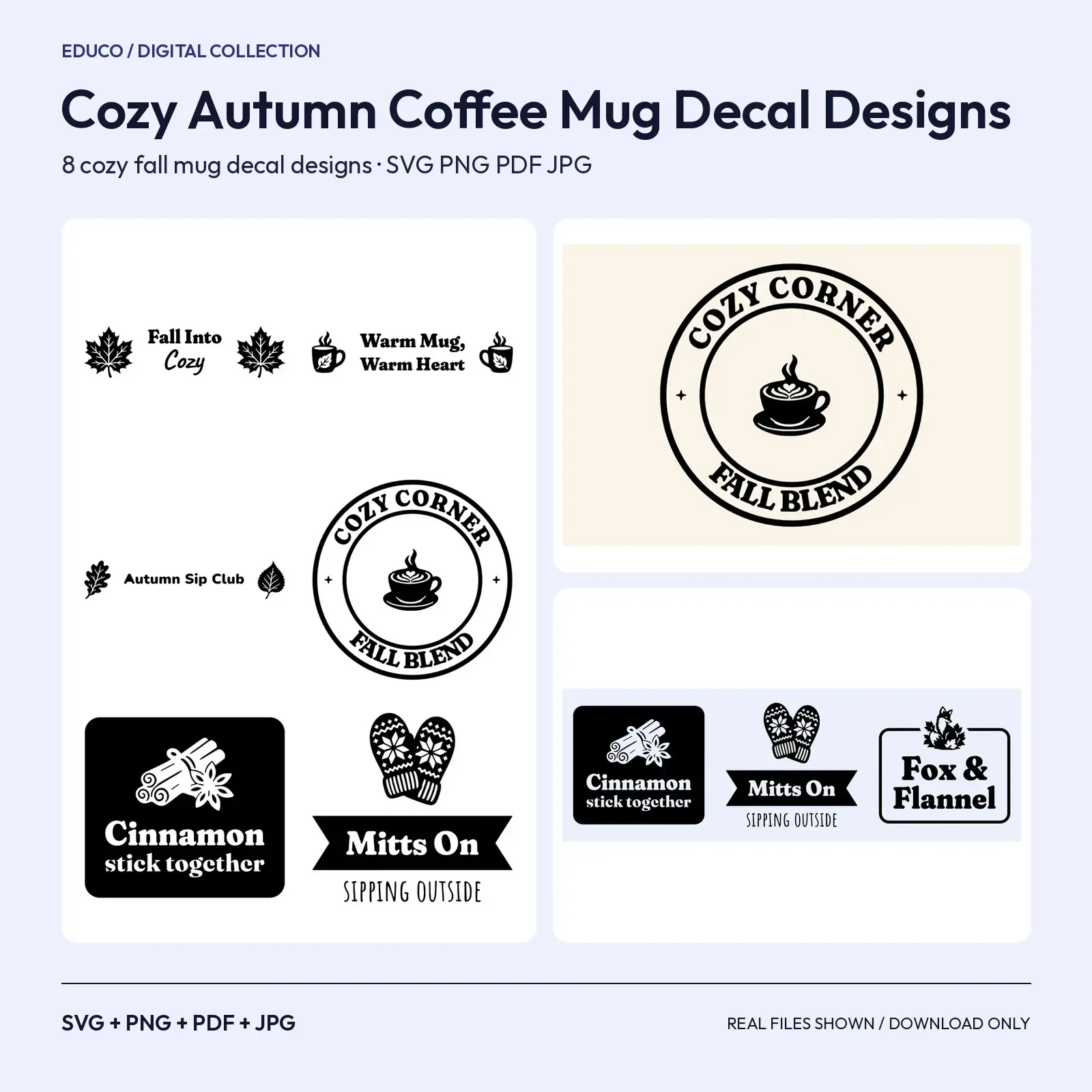 Cozy Autumn Coffee Mug Decal Designs – 8 Fall SVG Cut Files for Mugs and Tumblers preview