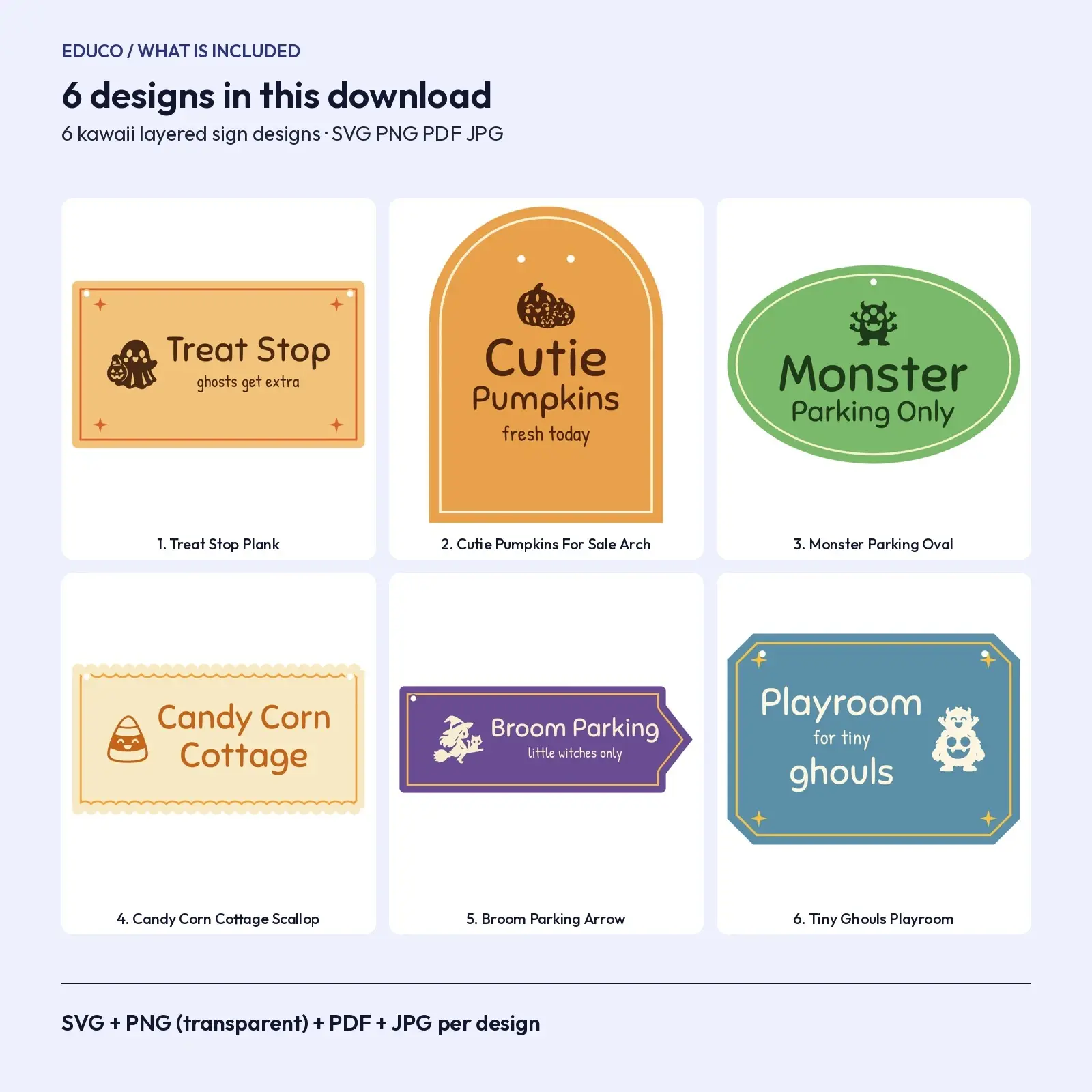 Cute Halloween Wood Sign Designs – 6 Kawaii Layered SVG Cut Files, preview 2 of 3