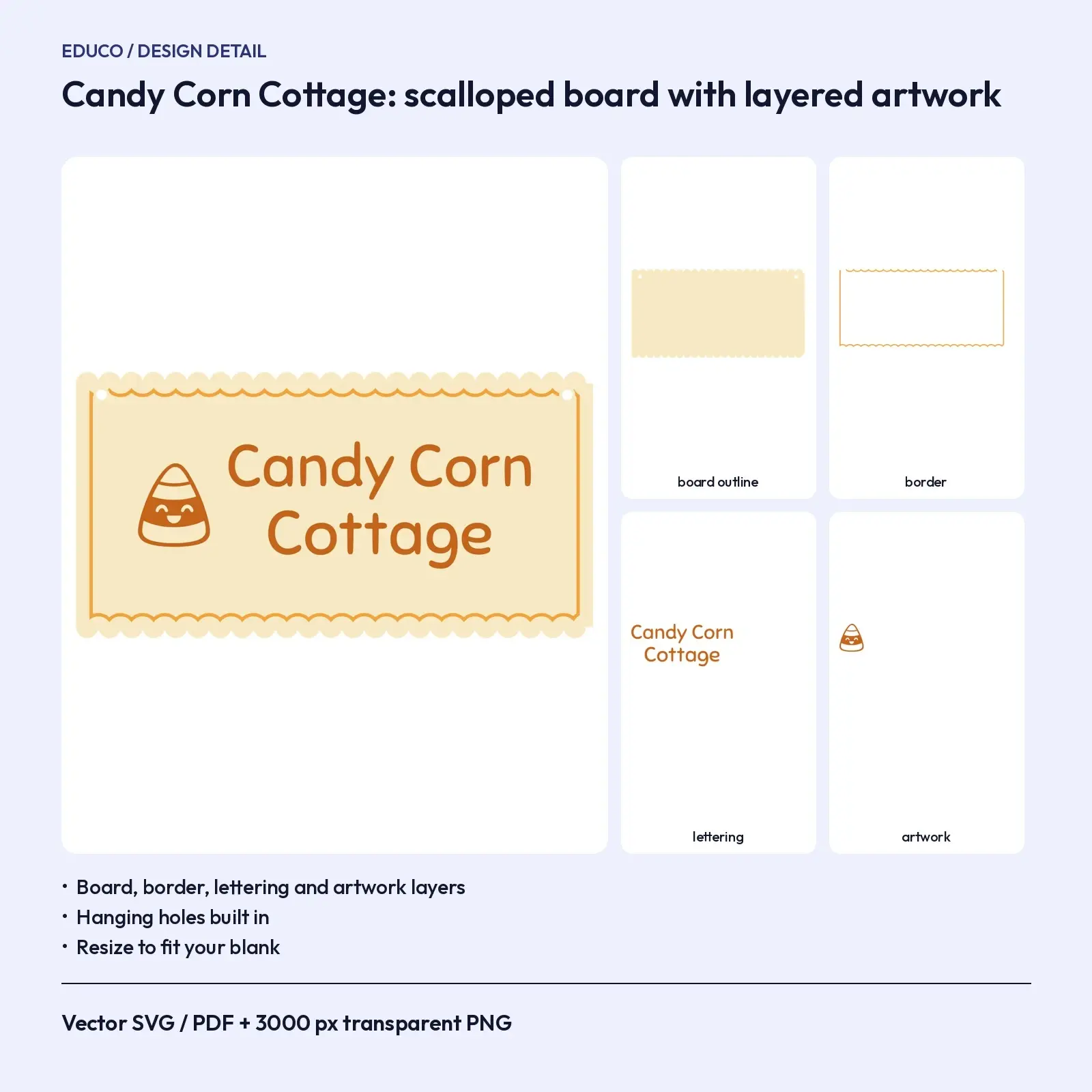 Cute Halloween Wood Sign Designs – 6 Kawaii Layered SVG Cut Files, preview 3 of 3
