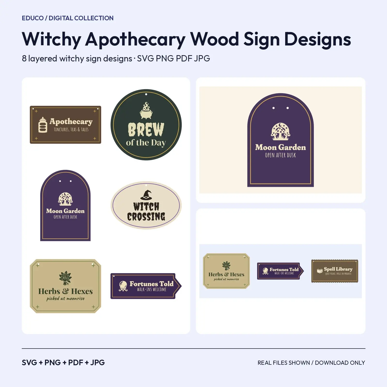 Witchy Apothecary Wood Sign Designs – 8 Layered Potion and Spell SVG Cut Files preview