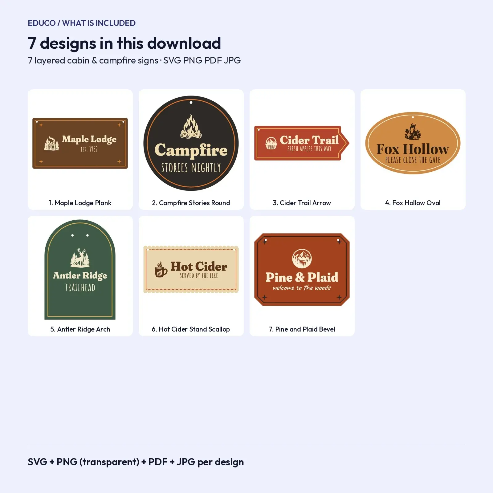 Cozy Cabin and Campfire Wood Sign Designs – 7 Layered Autumn SVG Cut Files, preview 2 of 3