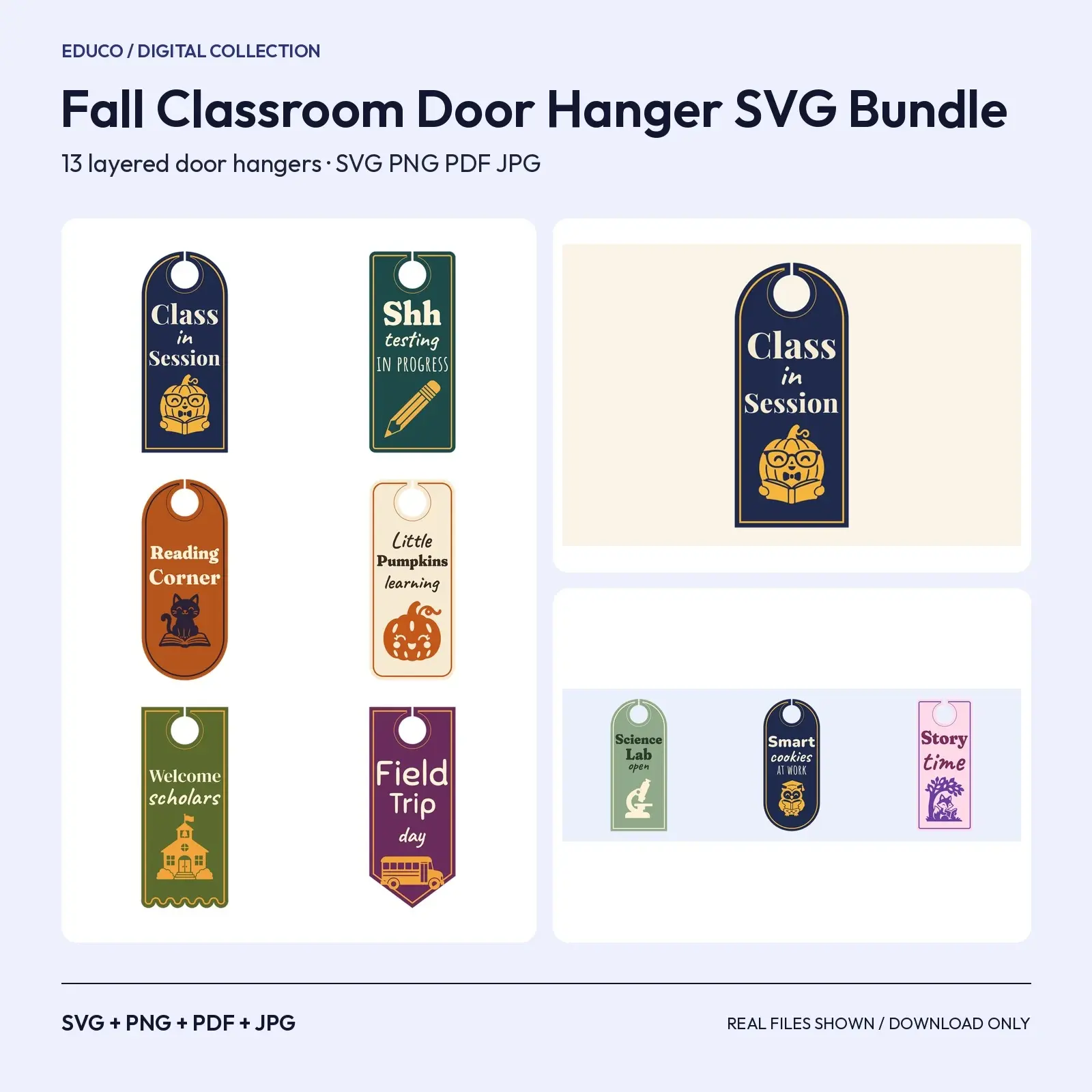 Fall Classroom Door Hanger SVG Bundle – 13 Teacher & School Door Signs for Cricut preview