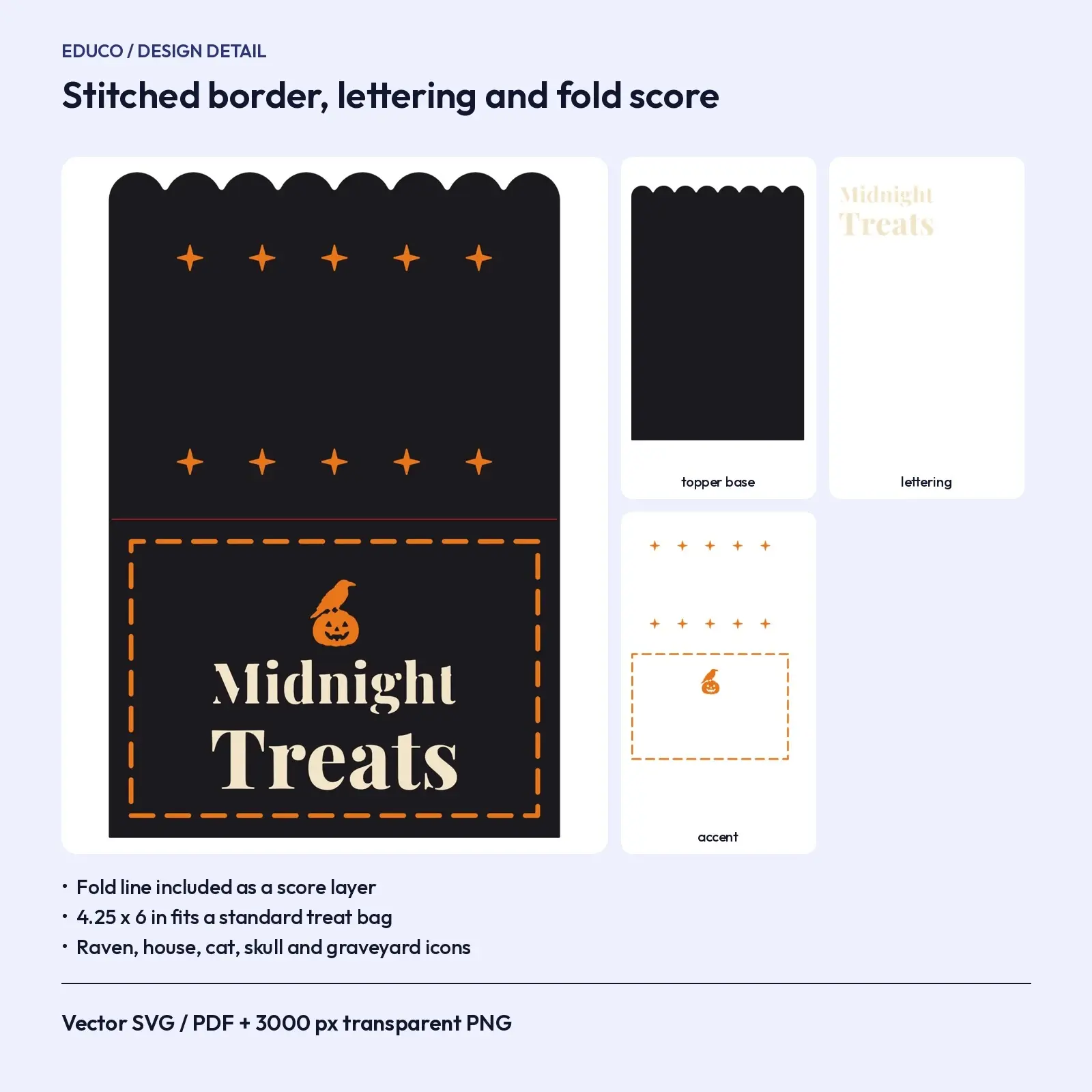 Vintage Halloween Treat Bag Topper Cut Files – 8 Raven, Graveyard & Haunted House Toppers, preview 3 of 3