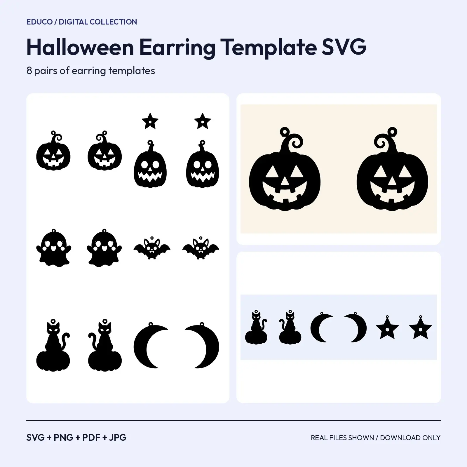 Halloween Earring Template SVG – 8 Faux Leather and Wood Dangle Earring Cut Files, preview 1 of 3