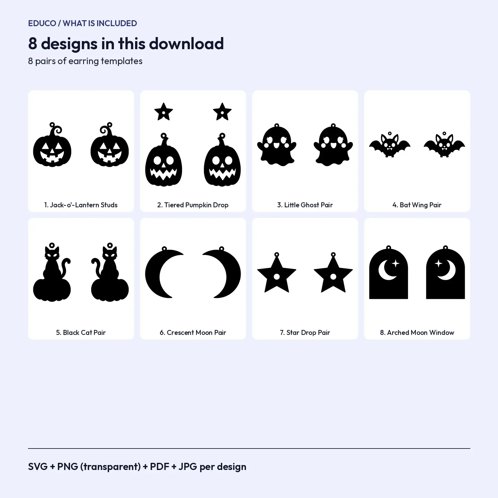 Halloween Earring Template SVG – 8 Faux Leather and Wood Dangle Earring Cut Files, preview 2 of 3