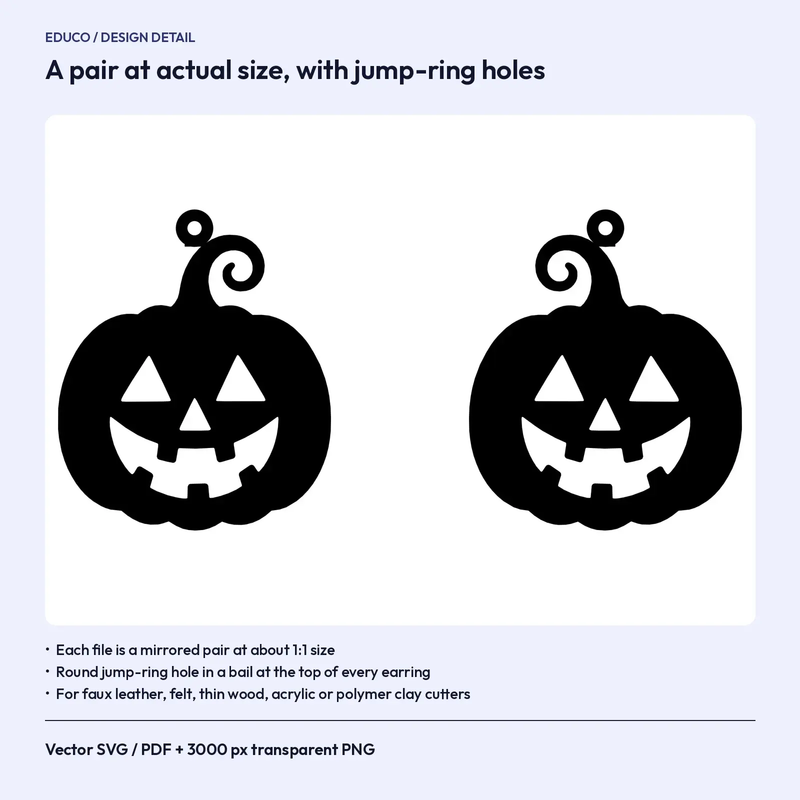 Halloween Earring Template SVG – 8 Faux Leather and Wood Dangle Earring Cut Files, preview 3 of 3