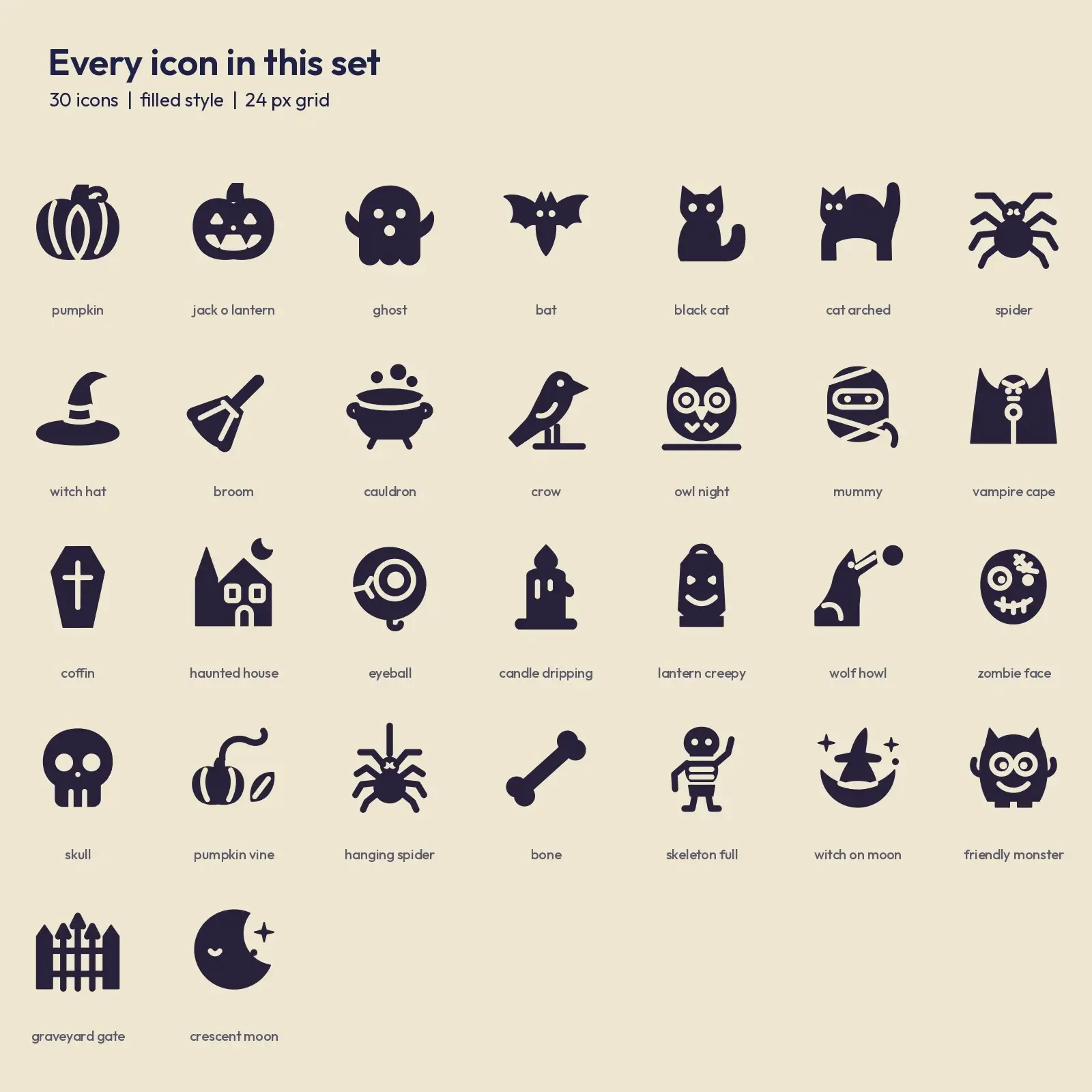Gothic Halloween Solid Icons – 30 Silhouette Glyphs for SVG and PNG Use, preview 2 of 3