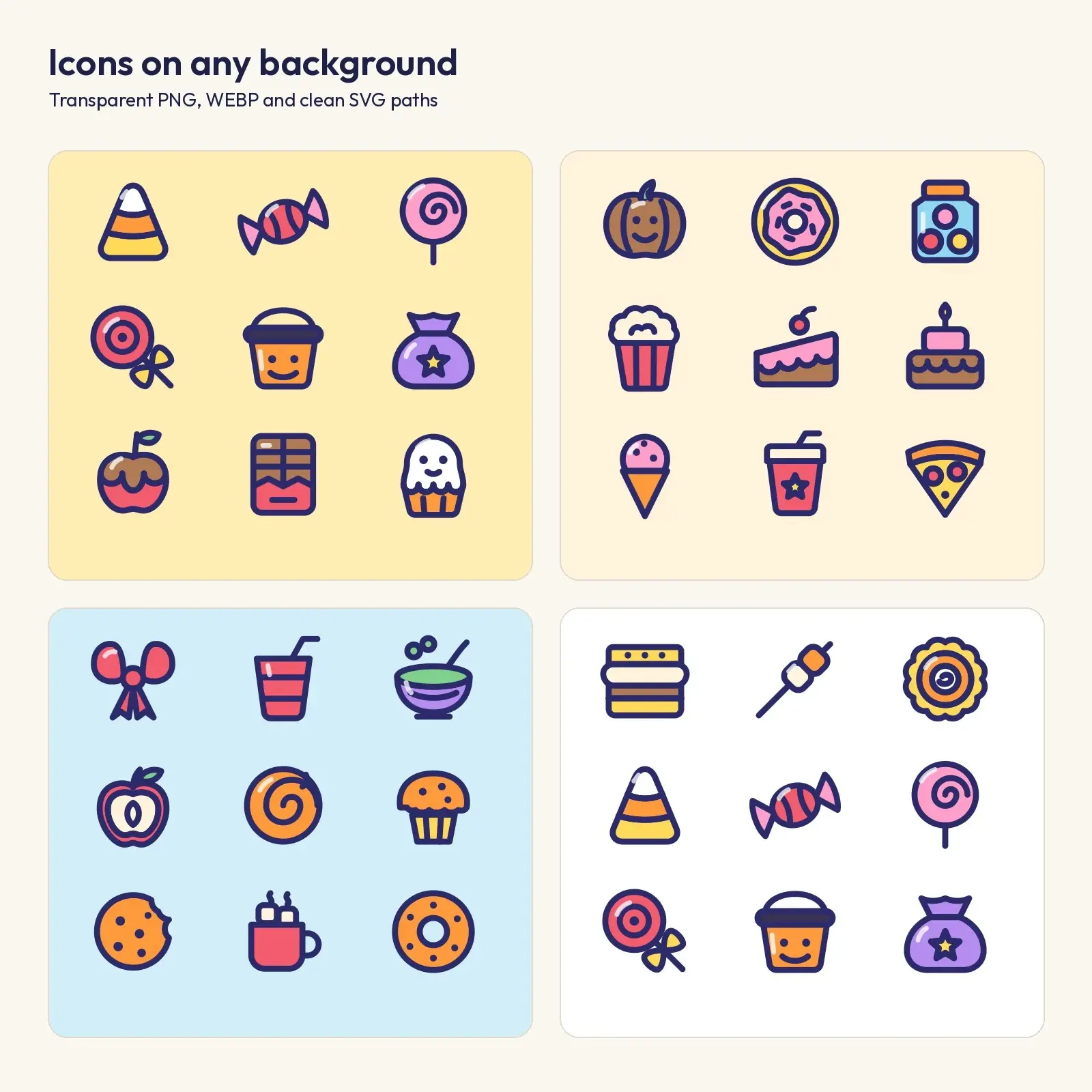 Trick-or-Treat Candy Flat Icon Set – 30 Sweet Treat SVG Icons for Halloween, preview 3 of 3