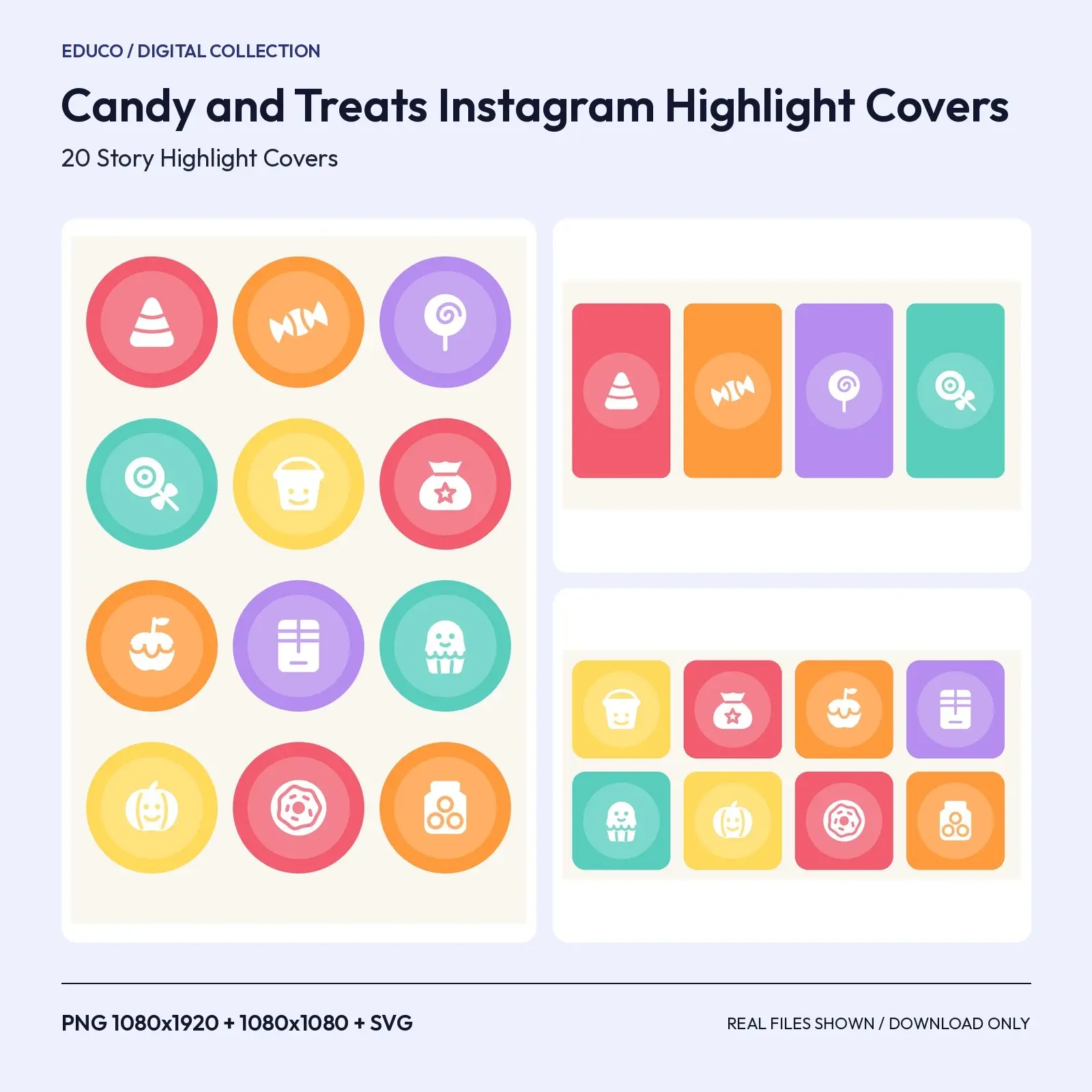 Candy and Treats Instagram Highlight Covers – 20 Bright Trick-or-Treat Icons preview