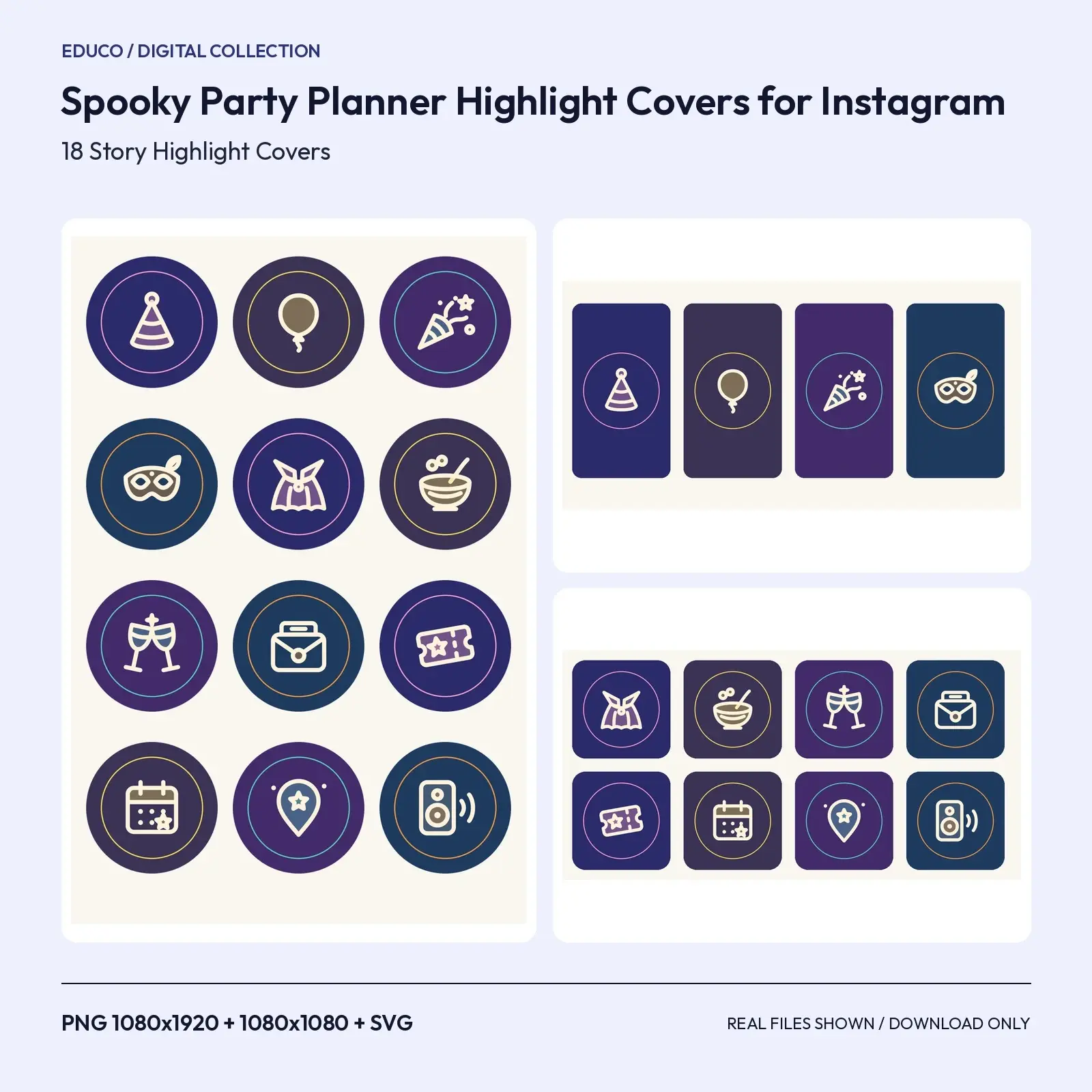 Spooky Party Planner Highlight Covers for Instagram – 18 Event Icons, preview 1 of 3