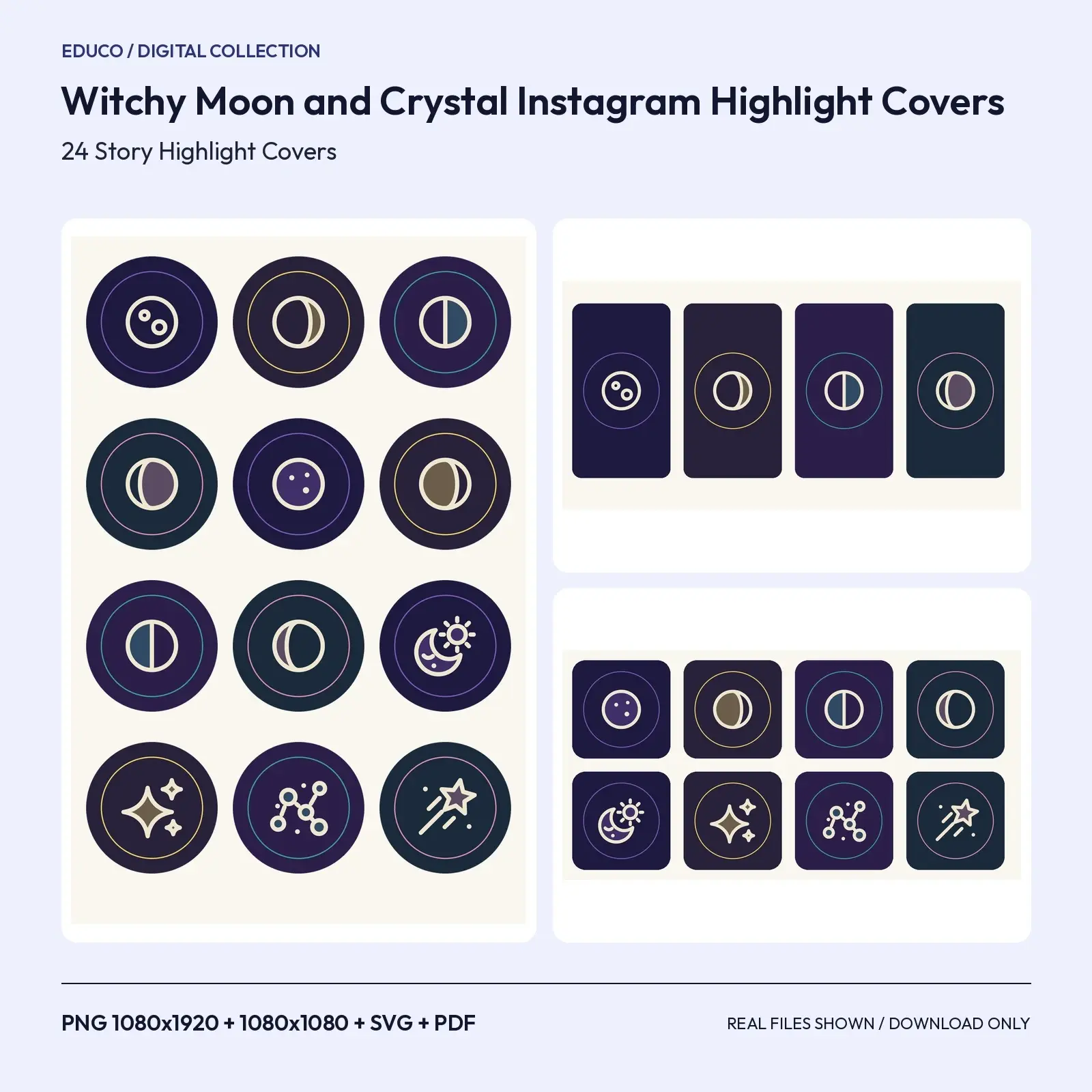Witchy Moon and Crystal Instagram Highlight Covers – 24 Mystic Story Icons preview