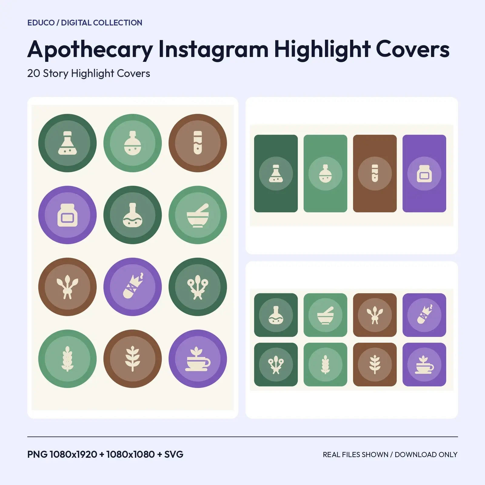 Apothecary Instagram Highlight Covers – 20 Herb, Potion and Candle Icons preview