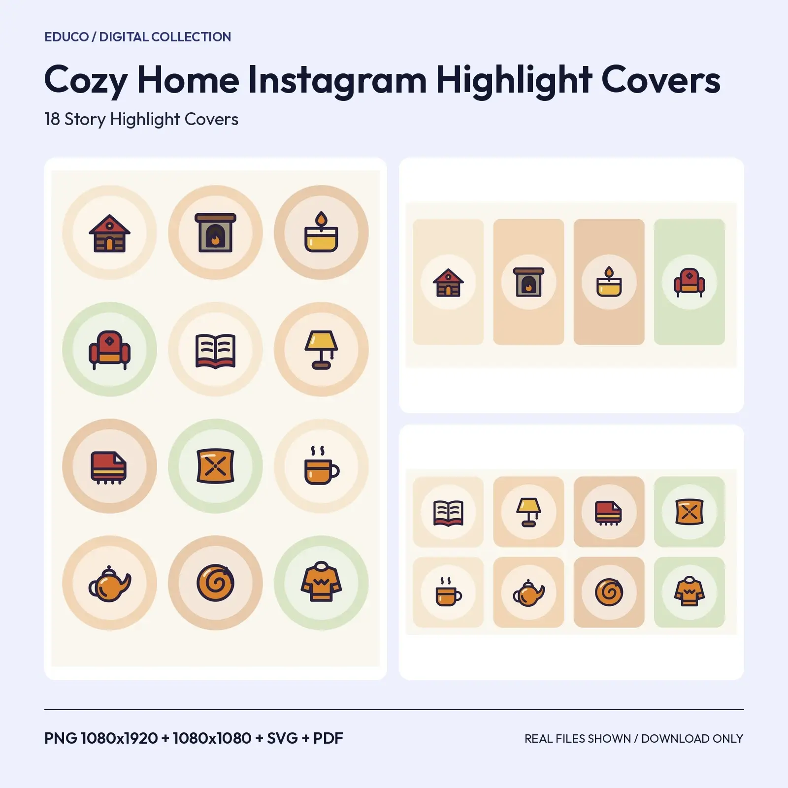 Cozy Home Instagram Highlight Covers – 18 Autumn Hearth and Hygge Icons, preview 1 of 3