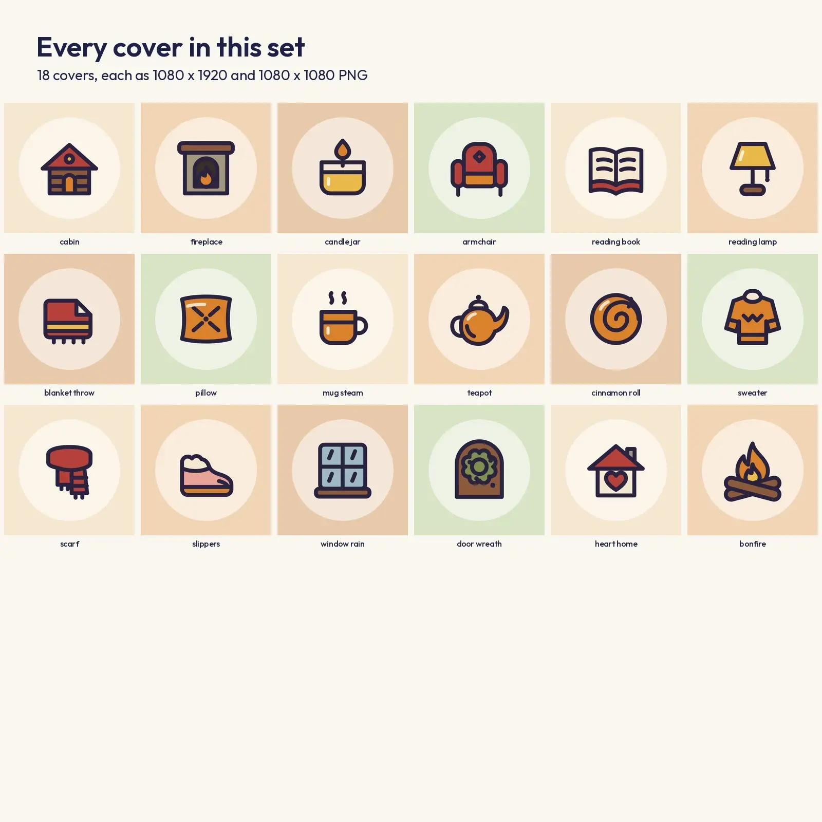 Cozy Home Instagram Highlight Covers – 18 Autumn Hearth and Hygge Icons, preview 2 of 3