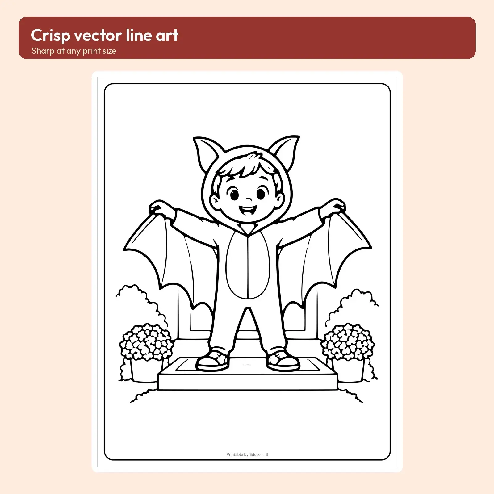 Trick-or-Treat Costume Kids Coloring Pages – 8 Printable Halloween Scenes, preview 3 of 3