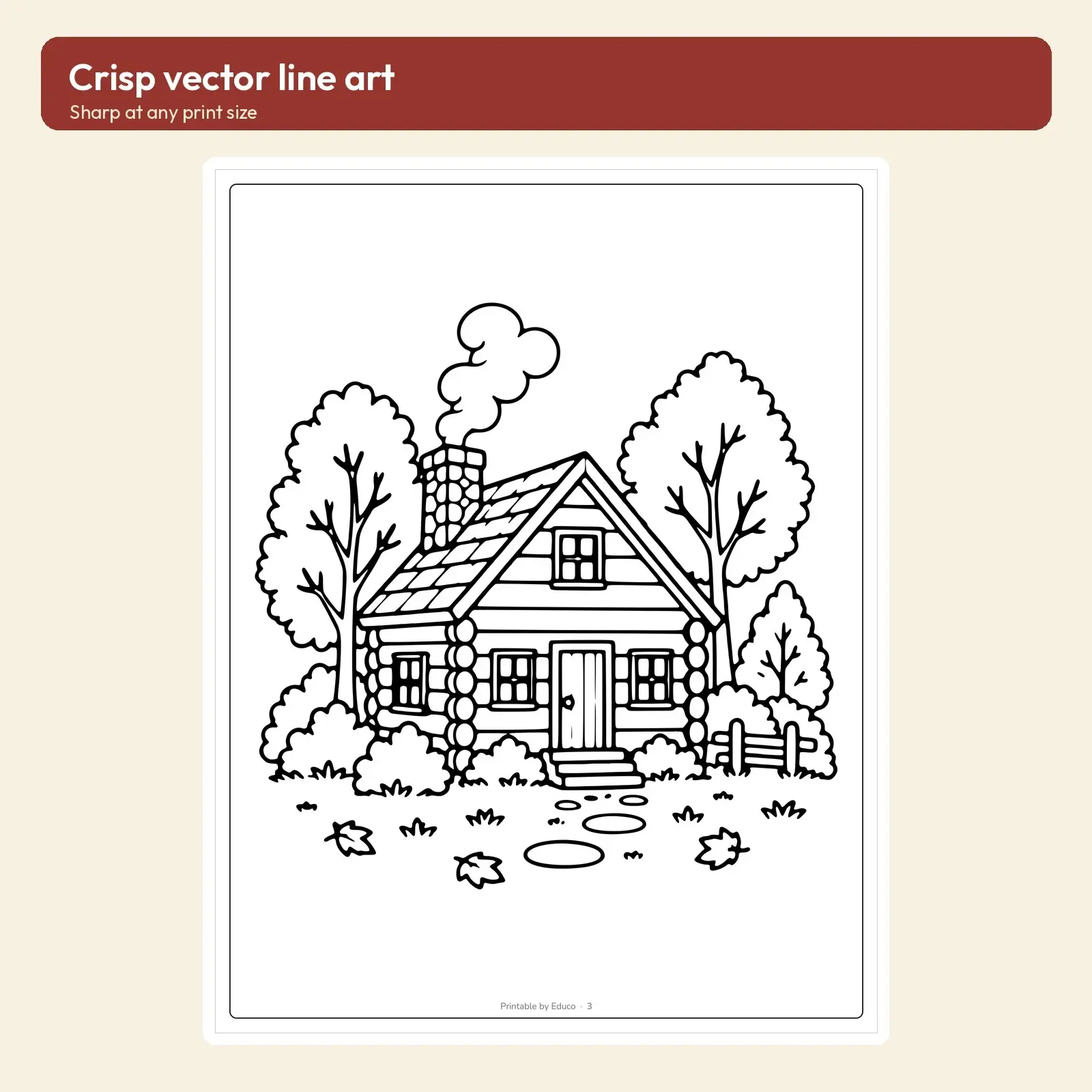 Cozy Fall Hygge Coloring Pages – 12 Mugs, Sweaters, Cabins and Candles, preview 3 of 3