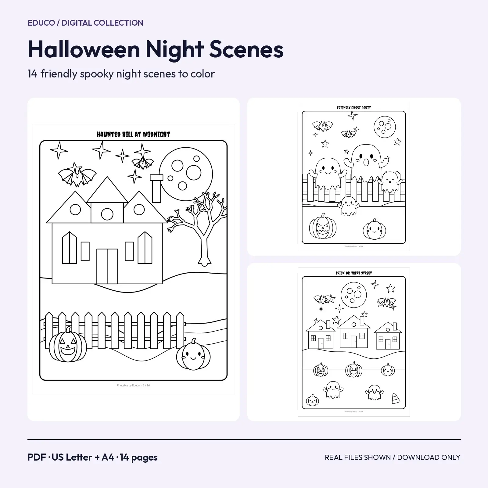 Halloween Night Scene Coloring Pages: 14 Friendly Spooky Printables for Kids preview