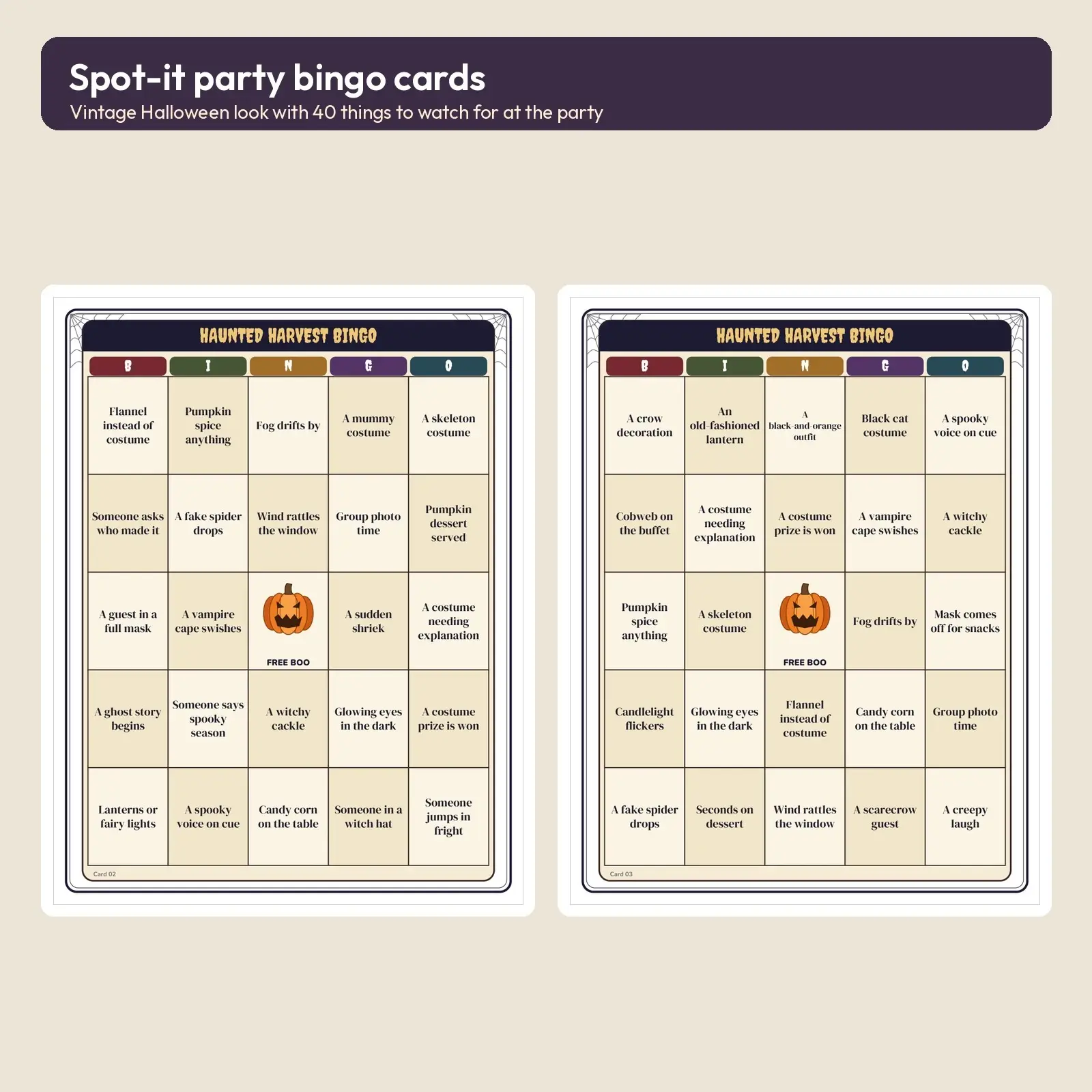 Haunted Harvest Party Bingo - 20 Spot-It Cards for Adult Halloween Parties, preview 2 of 3