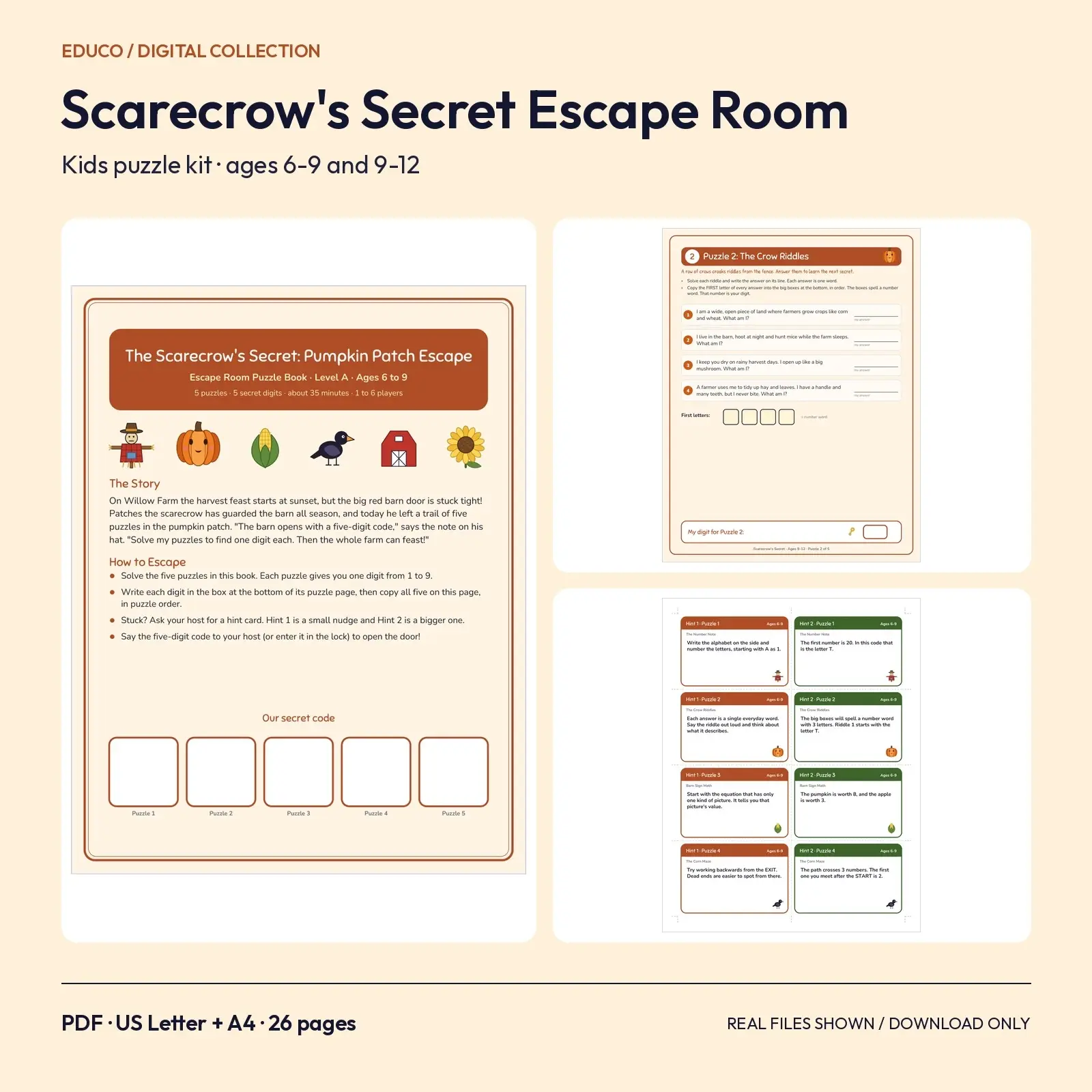 The Scarecrow's Secret: Pumpkin Patch Escape Room for Kids, Ages 6-12 preview