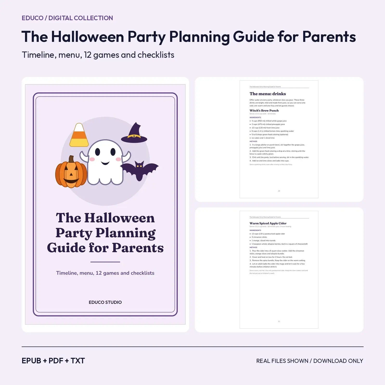 The Halloween Party Planning Guide for Parents: Menu, 12 Games and Checklists preview