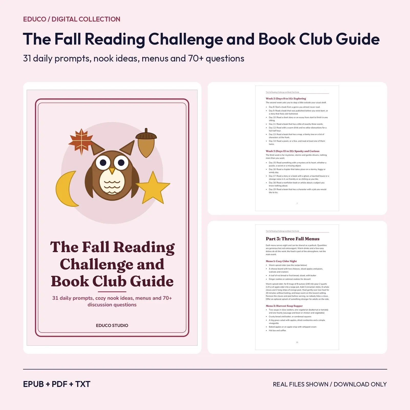 The Fall Reading Challenge and Book Club Guide: 31 Prompts, Menus and Questions preview