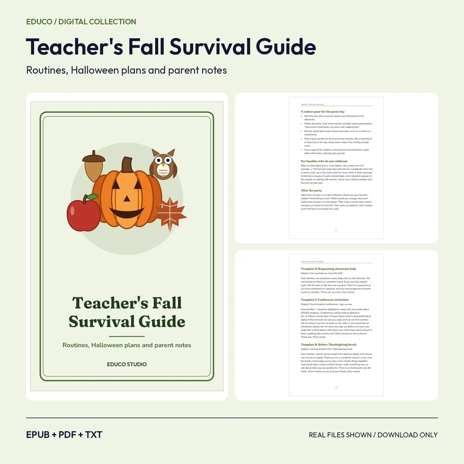 The Teacher's Fall Survival Guide: Routines, Halloween Plans and Parent Notes preview