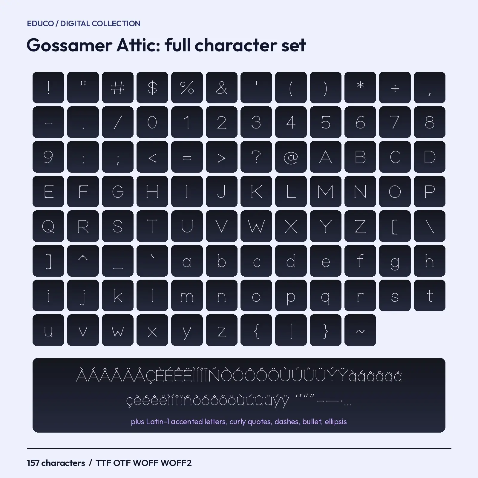 Gossamer Attic Cobweb Hairline Font – TTF, OTF, WOFF, WOFF2 + Specimen PDF, preview 2 of 3