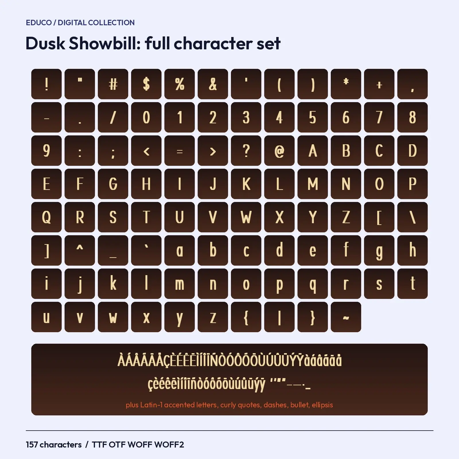 Dusk Showbill Vintage Showbill Condensed Font – TTF, OTF, WOFF, WOFF2 + Specimen PDF, preview 2 of 3