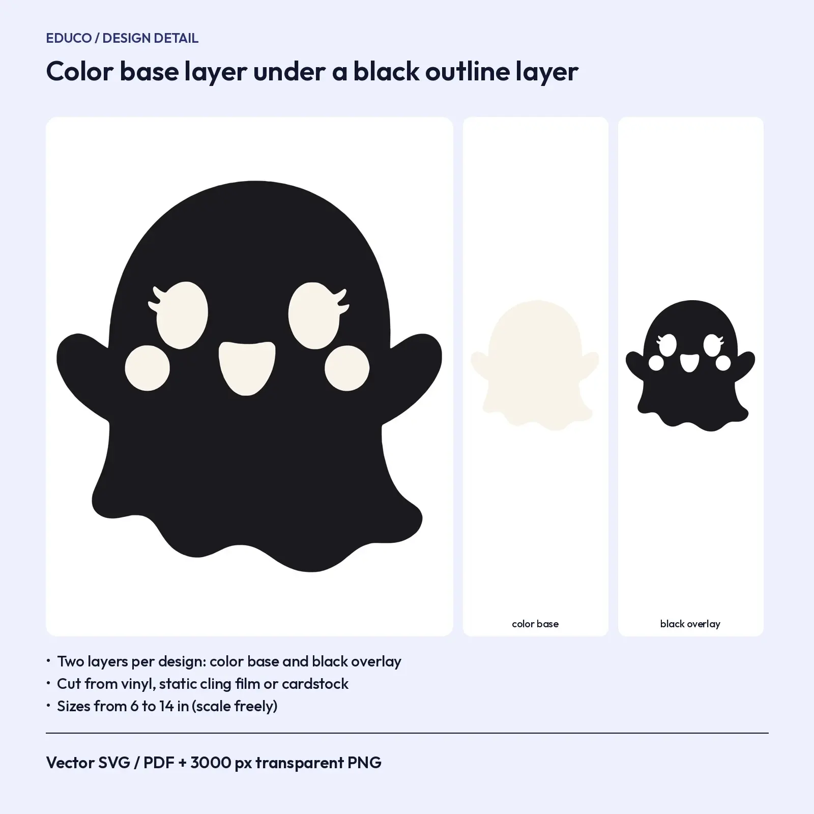 Kawaii Window Cling SVG Cut Files – 10 Layered Cute Ghost, Pumpkin and Monster Silhouettes, preview 3 of 3