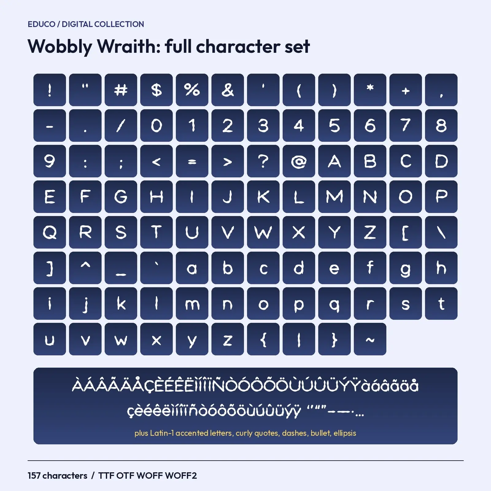 Wobbly Wraith Wobbly Ghost Font – TTF, OTF, WOFF, WOFF2 + Specimen PDF, preview 2 of 3