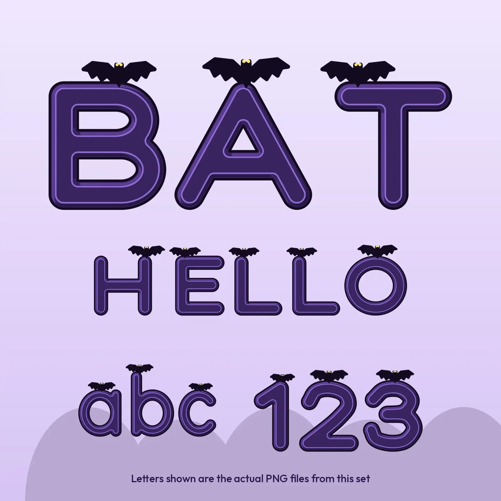Bat Perch Gothic Alphabet Clip Art – Letters A–Z, a–z and 0–9 as PNG + SVG, preview 3 of 3