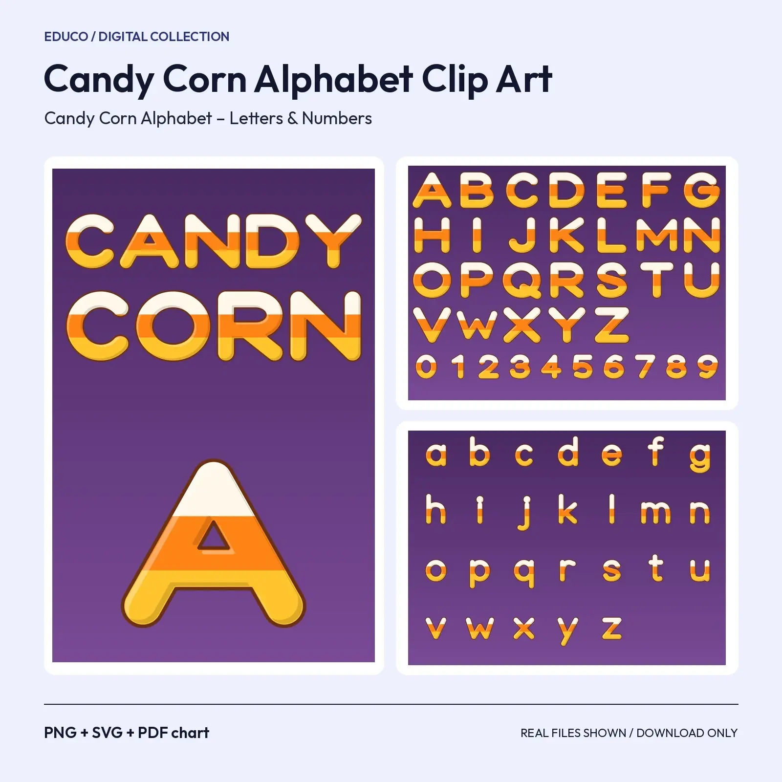 Candy Corn Striped Alphabet Clip Art – 62 Transparent PNG + SVG Letters and Numbers preview