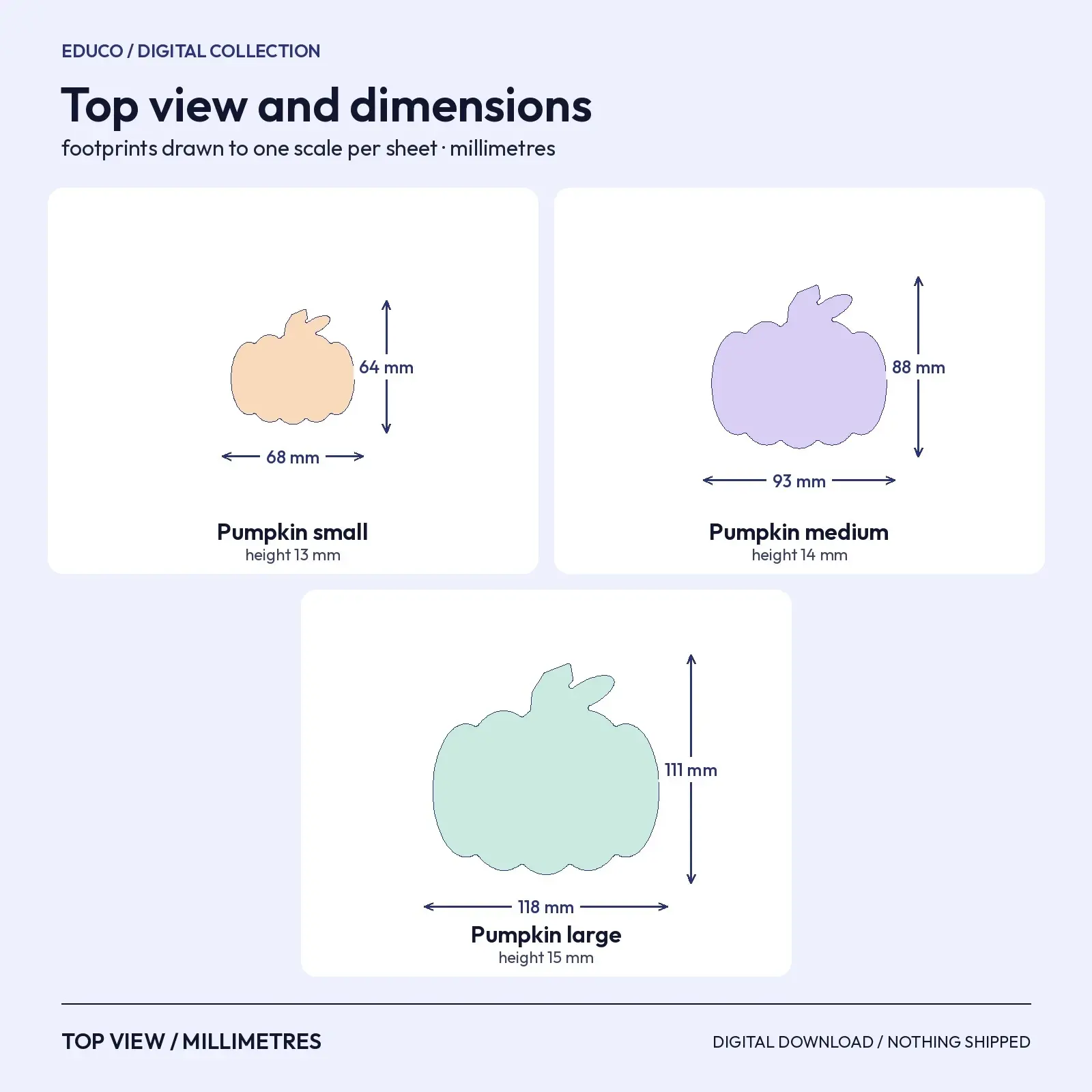 Pumpkin Cookie Cutter Set – 3 Nested Sizes, 3D Printable STL + OBJ, preview 4 of 4