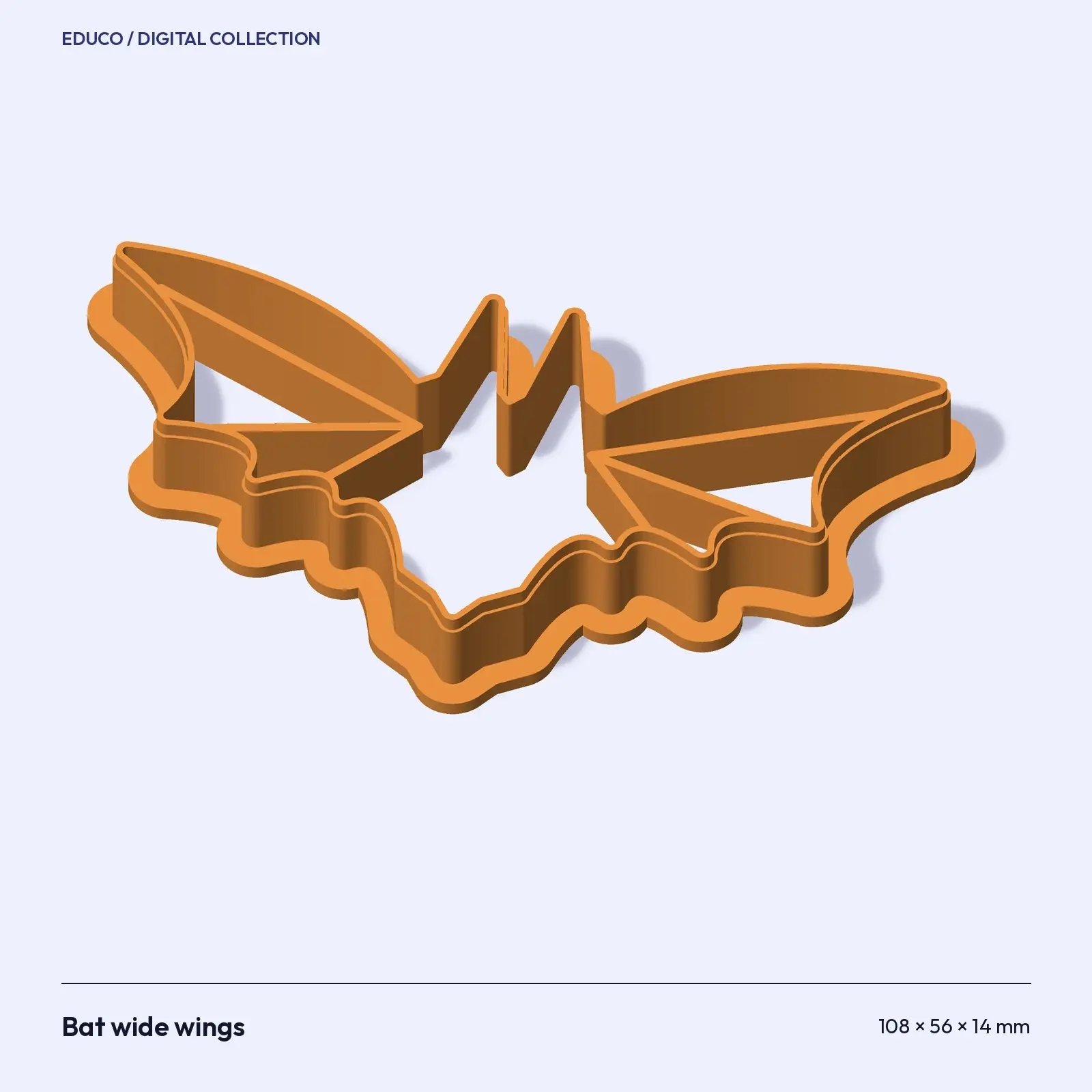 Bat Cookie Cutter Set – 3 Wing Styles for Spooky Party Cookies (STL + OBJ), preview 2 of 4