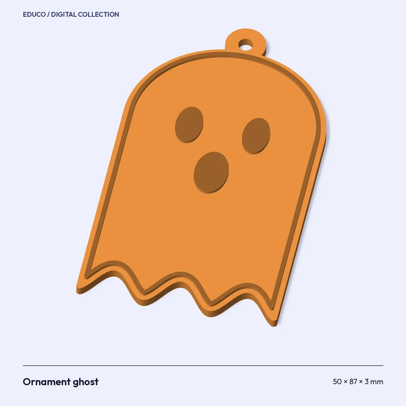 Gothic Spooky Ornament Set – Ghost, Bat, Cat, Skull, Pumpkin, Haunted House (STL + OBJ), preview 2 of 4