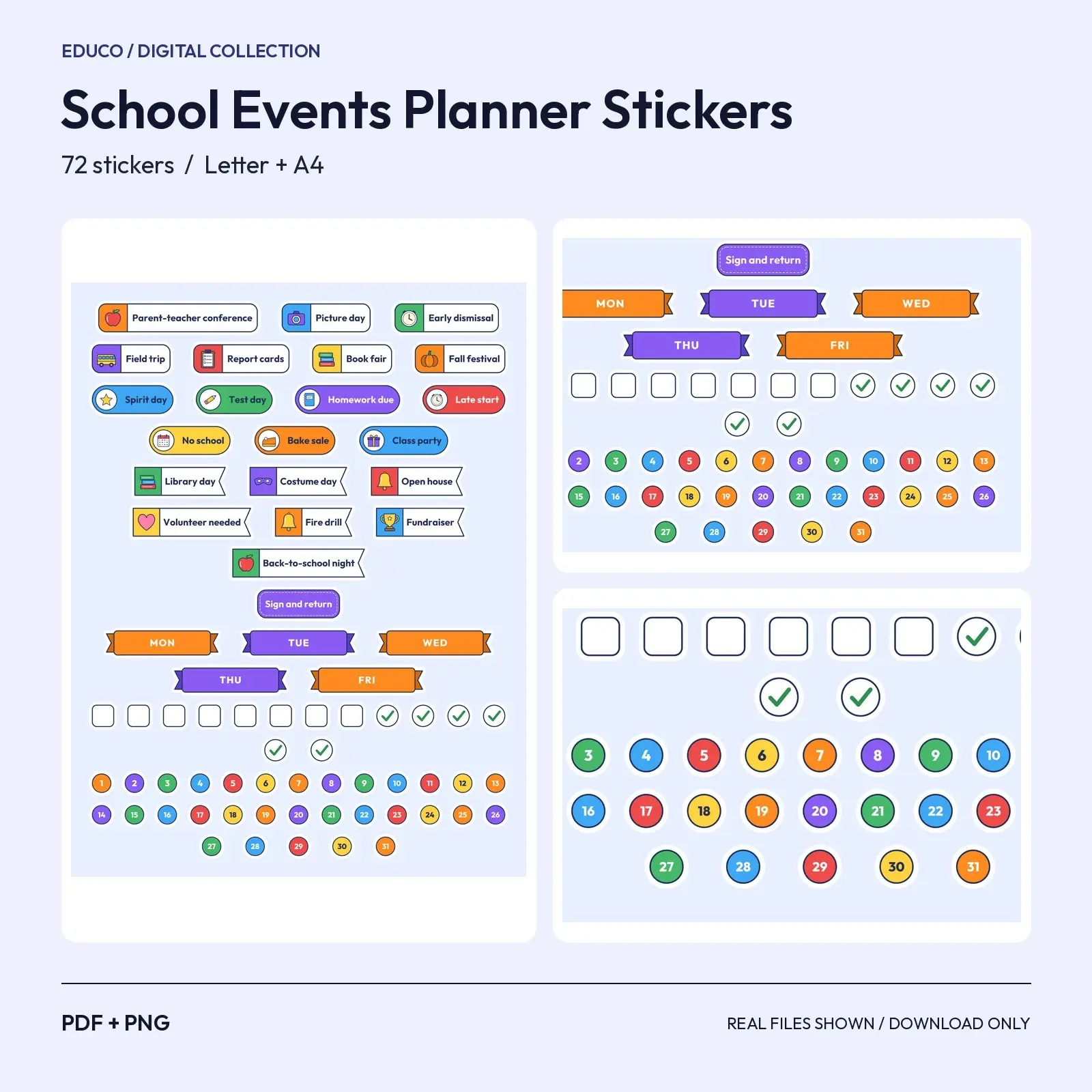 Parent-Teacher Conference and School Events Planner Stickers - 72 Fall Calendar Labels preview