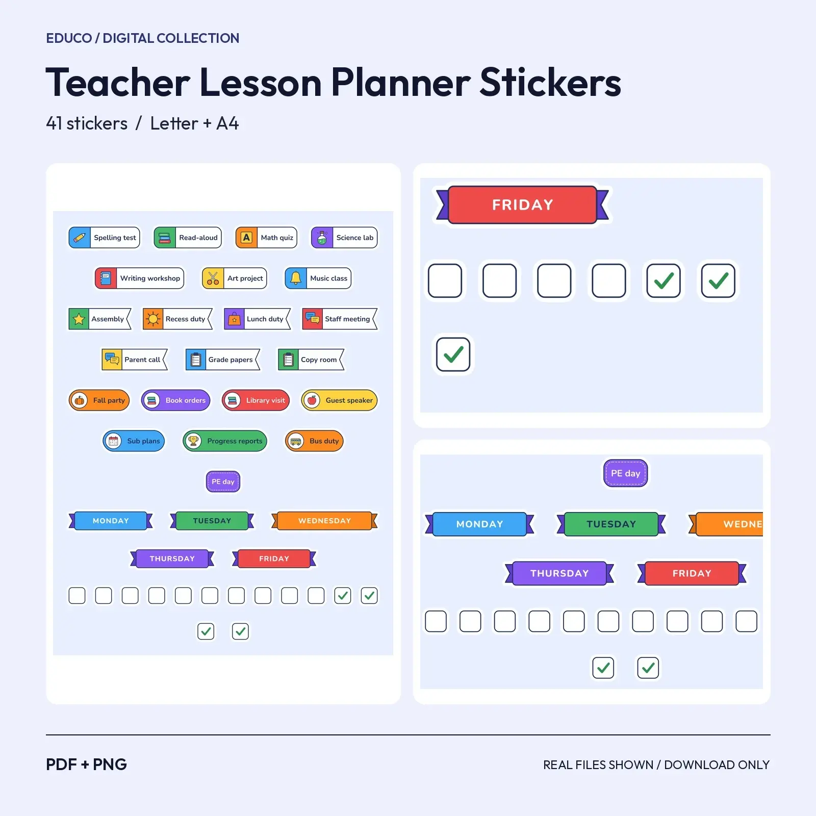 Fall Teacher Lesson Planner Stickers - 41 Subject, Test and Duty Labels for Planners preview