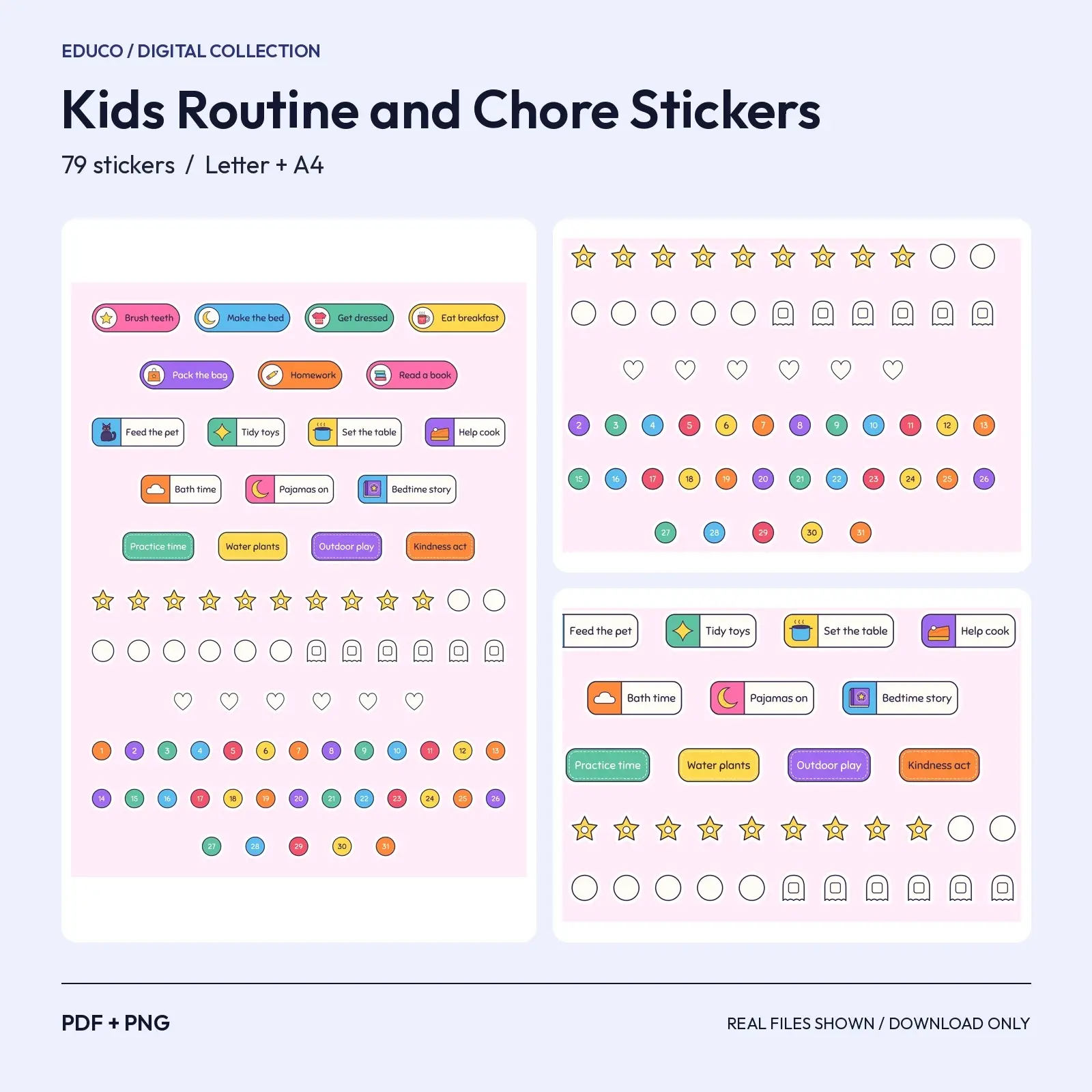 Spooky Cute Kids Routine and Chore Stickers - 79 Friendly Monster Reward Chart Labels preview