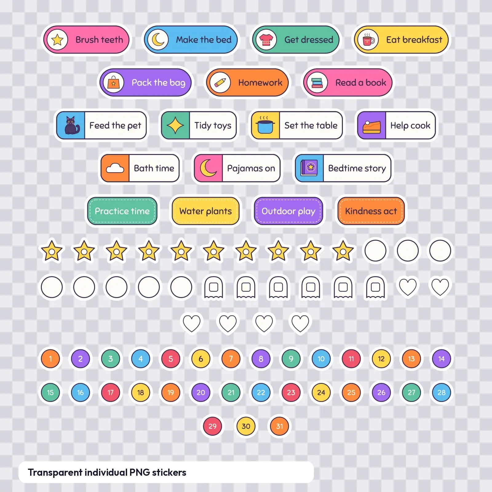 Spooky Cute Kids Routine and Chore Stickers - 79 Friendly Monster Reward Chart Labels, preview 4 of 4